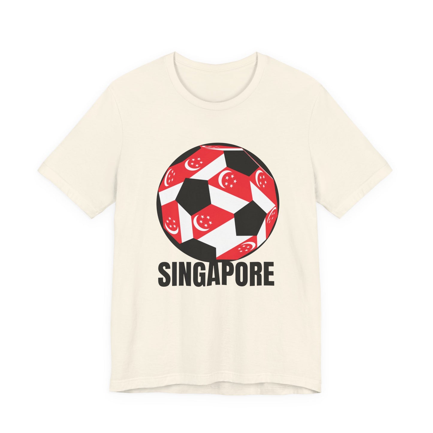 Singapore Fan Specialty Soccer Ball Design T Shirt Black Text