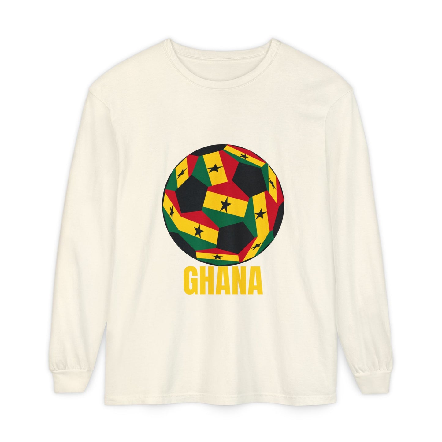 Ghana Fan Specialty Soccer Ball Design Long Sleeve Tee
