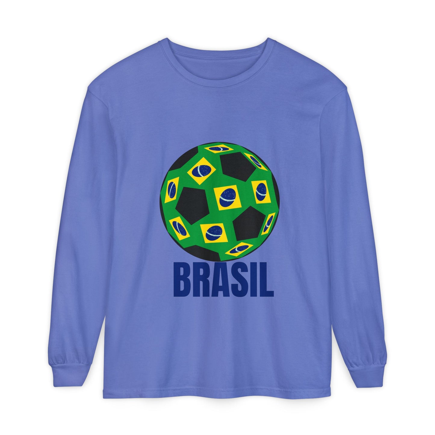 Brasil Fan Specialty Soccer Ball Design Long Sleeve T Shirt