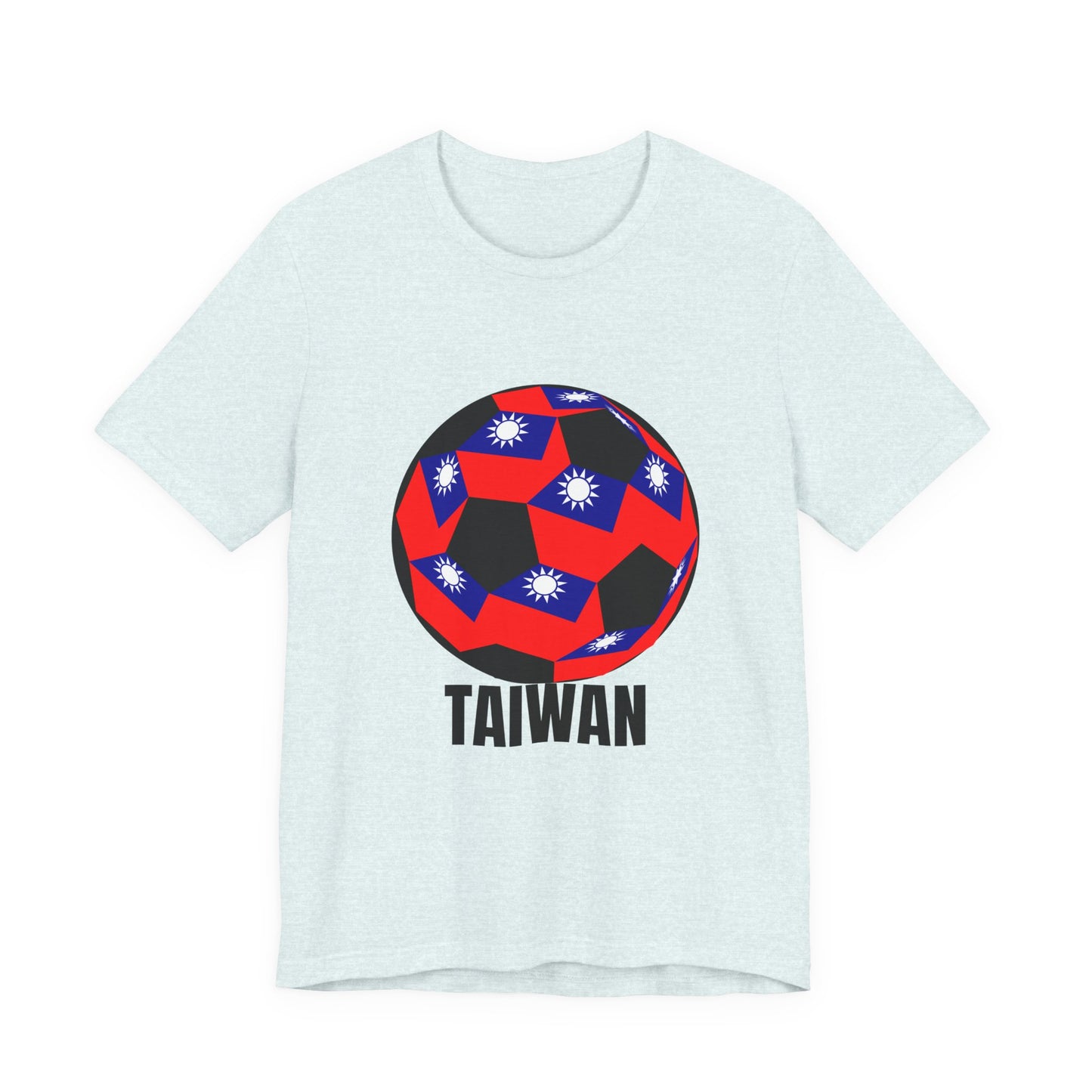 Taiwan Flag Soccer Ball T‑Shirt Black Text