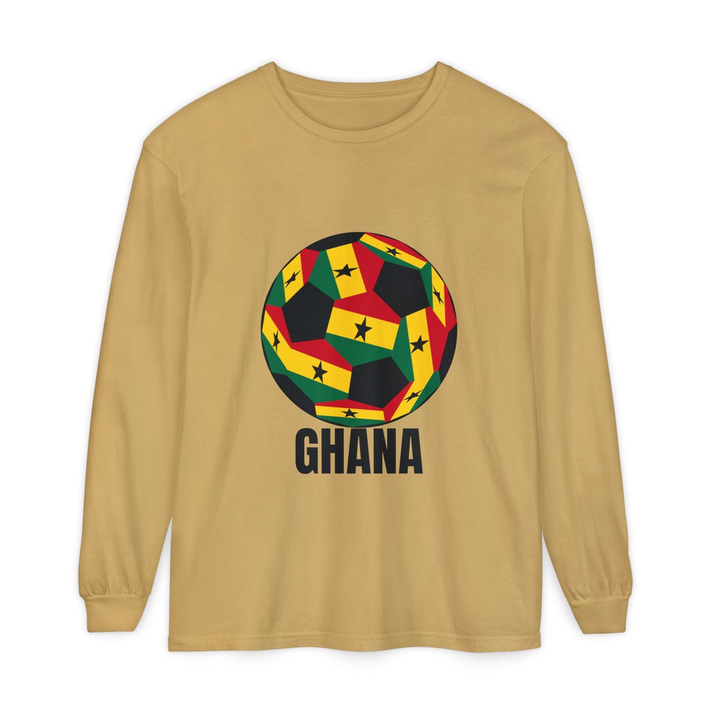 Ghana Fan Specialty Soccer Ball Design Long Sleeve Tee