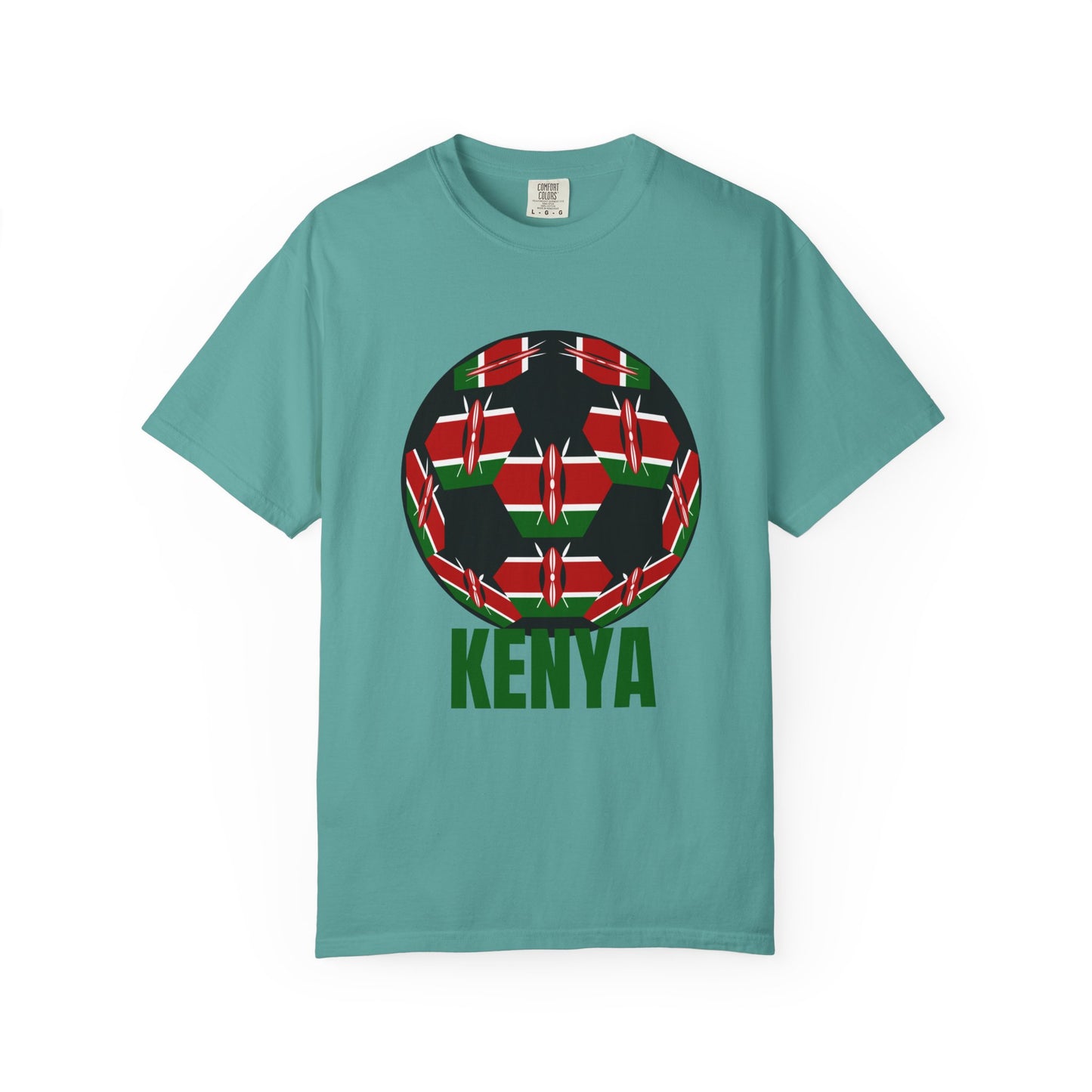Kenya Fan Specialty Soccer Ball Design T Shirt Green Print