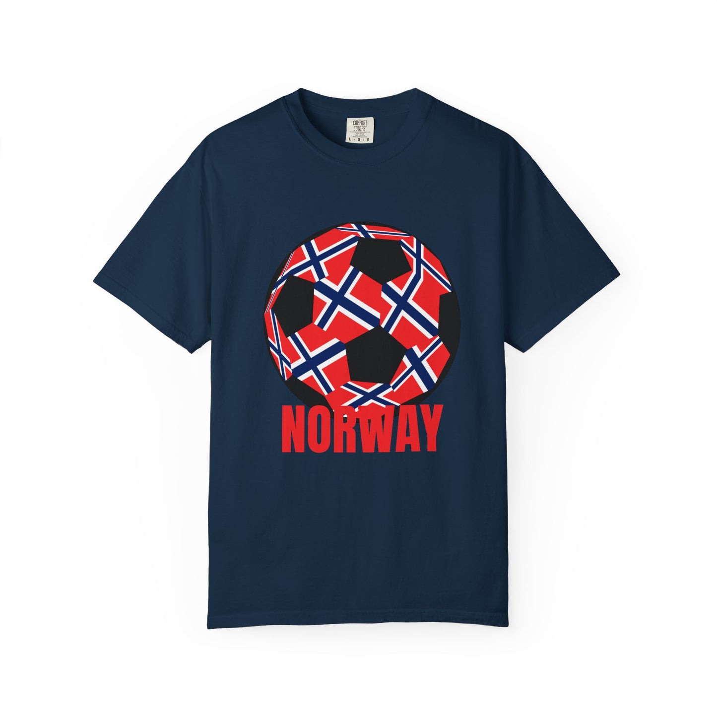 Norway Fan Specialty Soccer Ball Design T Shirt Red Print