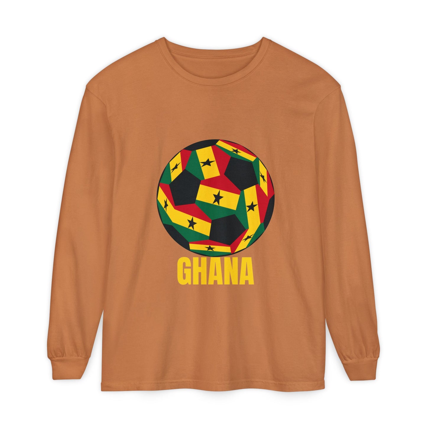 Ghana Fan Specialty Soccer Ball Design Long Sleeve Tee