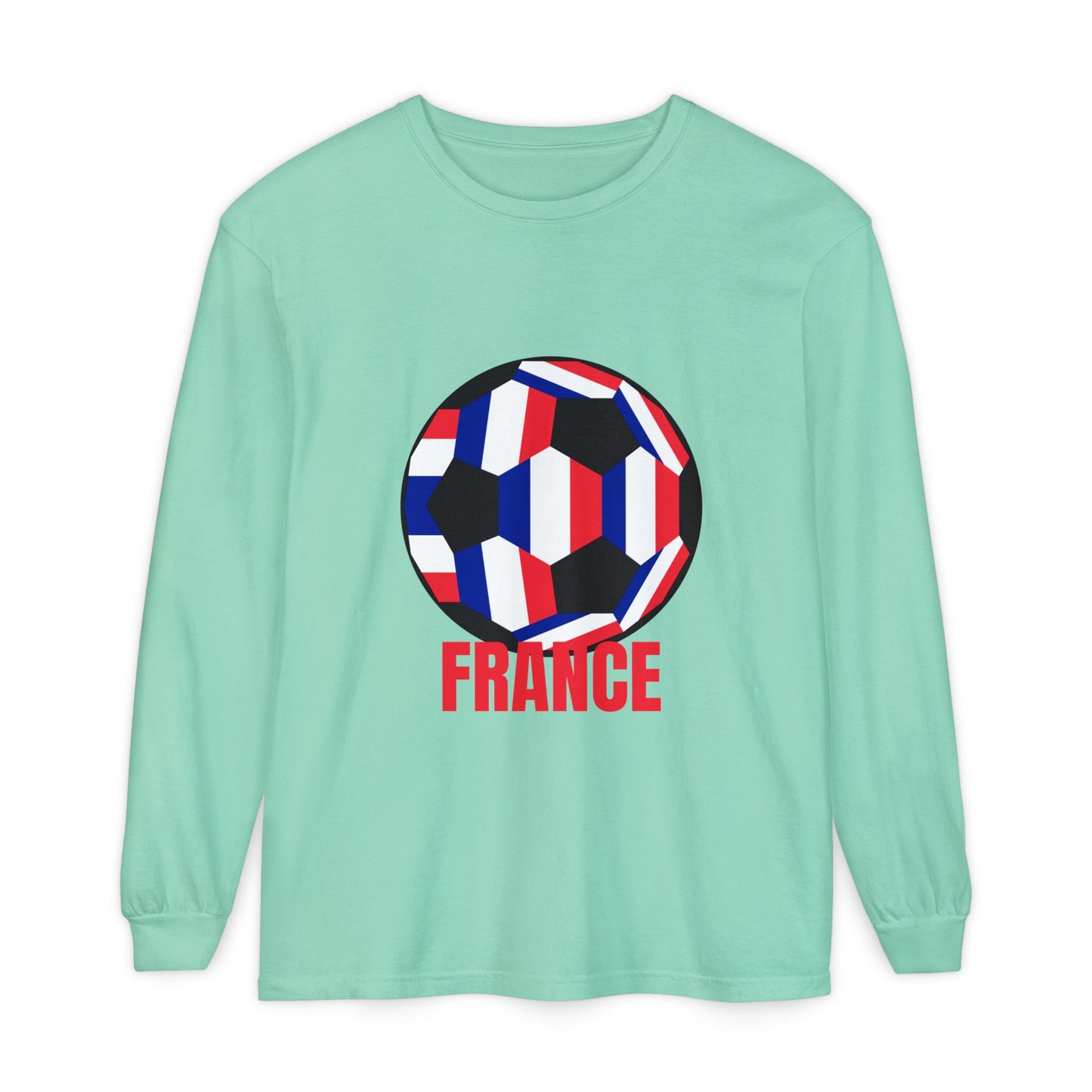 France Fan Specialty Soccer Ball Design Long Sleeve Tee