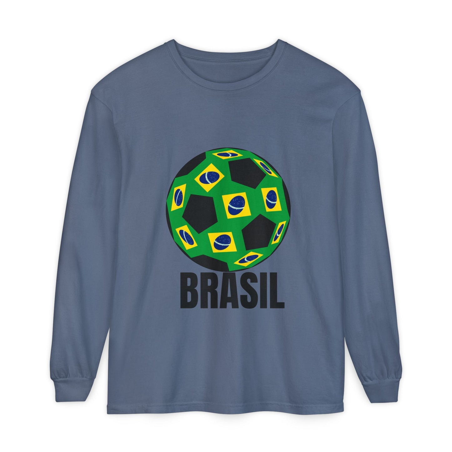 Brasil Fan Specialty Soccer Ball Design Long Sleeve T Shirt