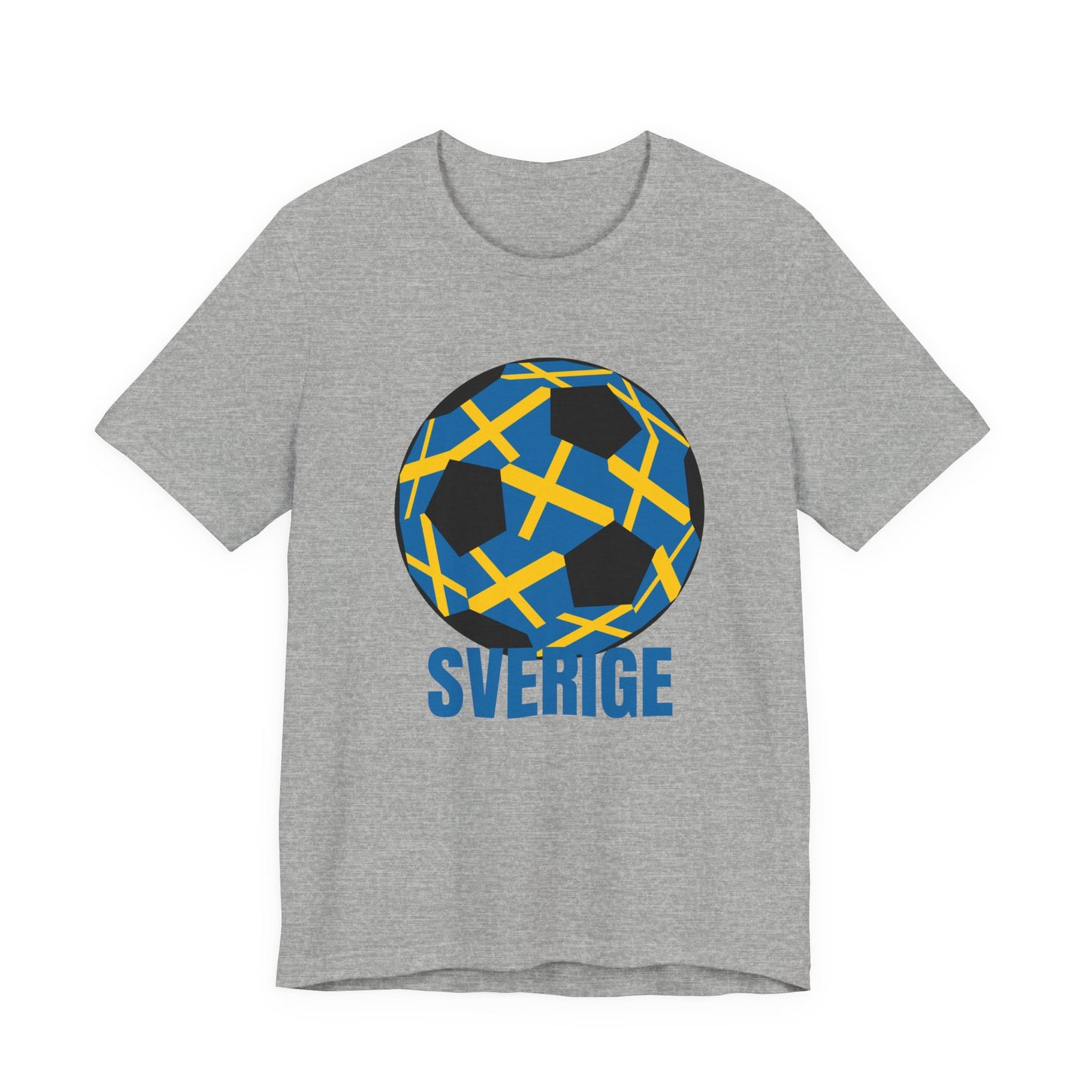 Sverige Fan Specialty Soccer Ball Design T Shirt Blue Text