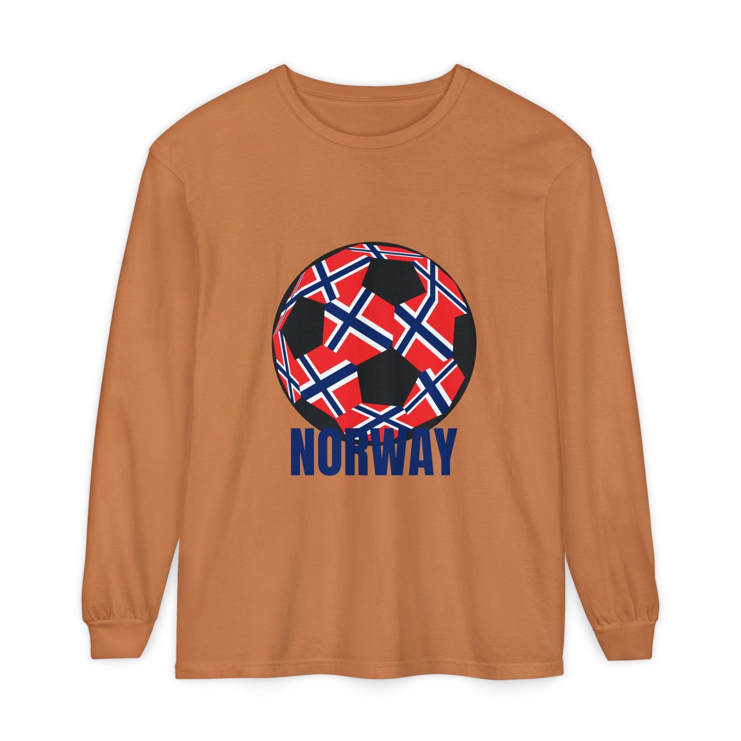 Norway Fan Specialty Soccer Ball Design T ShirtLong Sleeve Tee Blue Print
