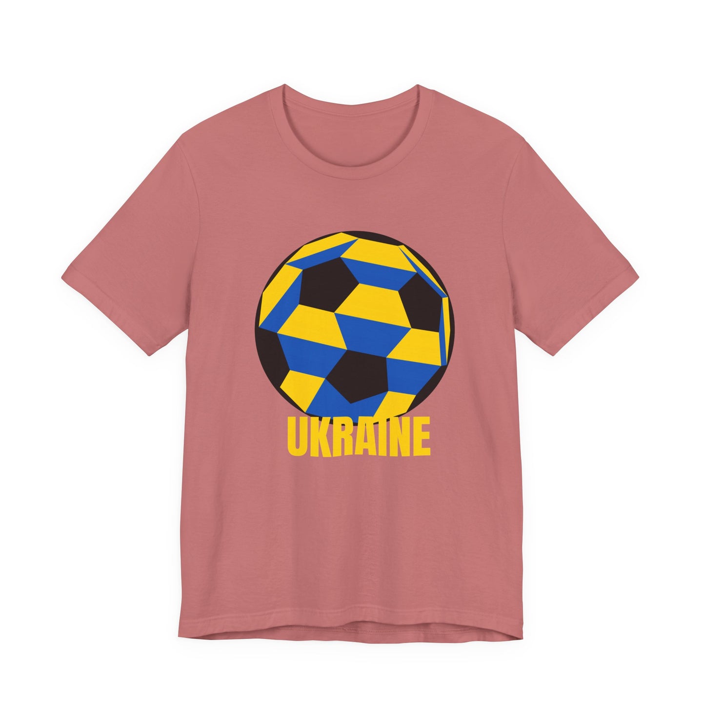 Ukraine Fan Specialty Soccer Ball Design T Shirt Yellow Text