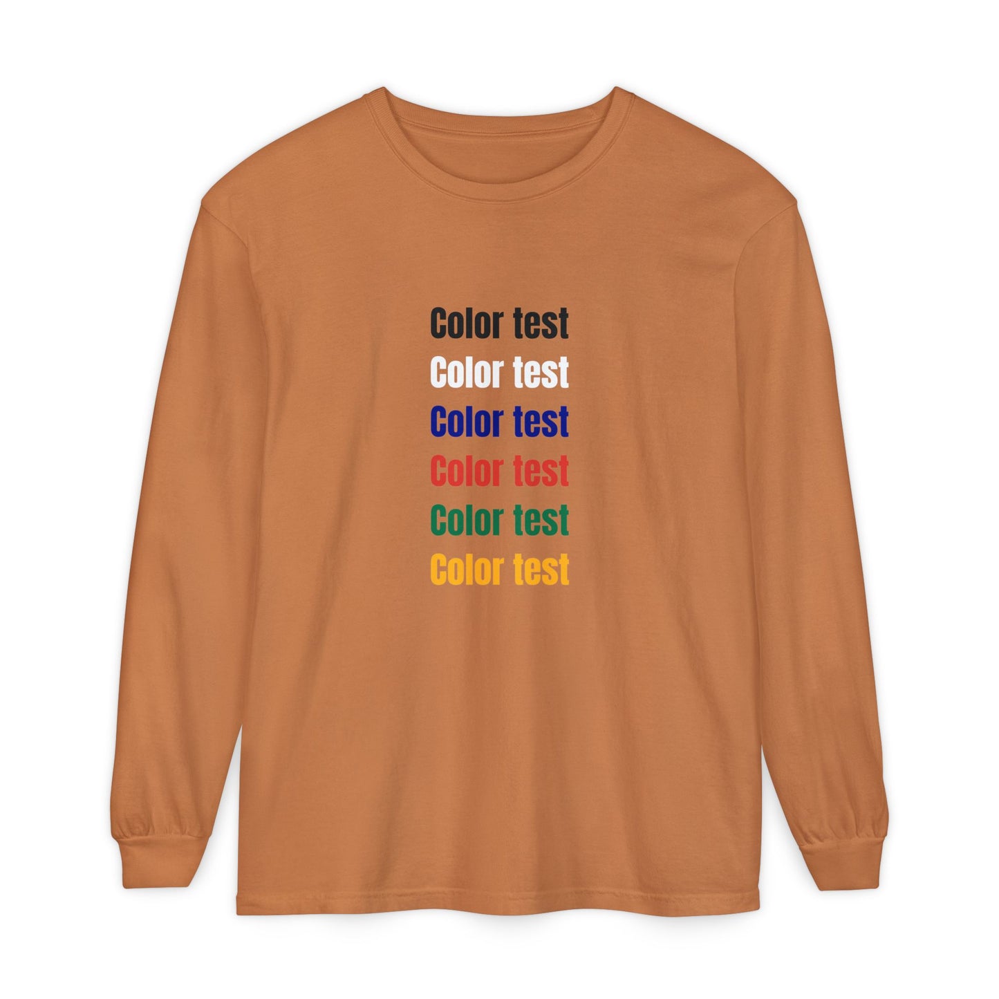 Long Sleeve T‑Shirt — Color testText Graphic