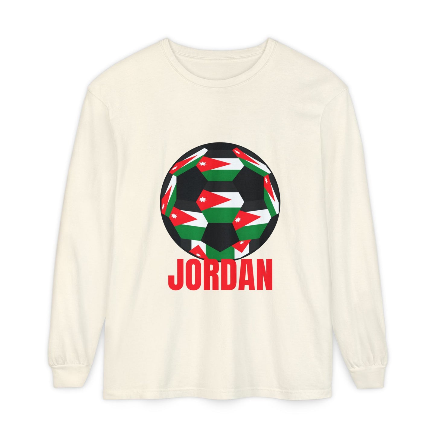 Jordan Fan Specialty Soccer Ball Design T Shirt Long Sleeve Tee