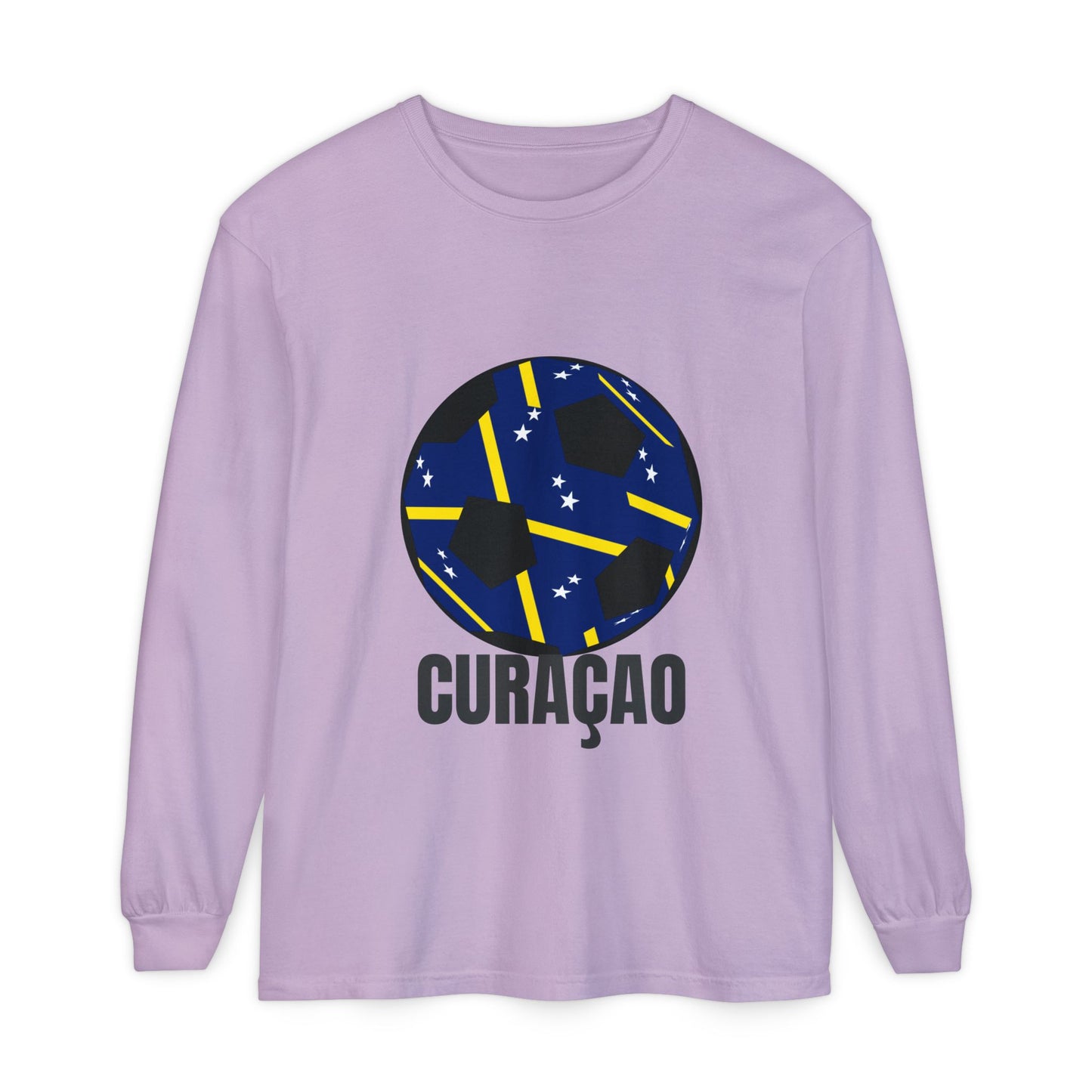 Curacao Fan Specialty Soccer Ball Design Long Sleeve Tee