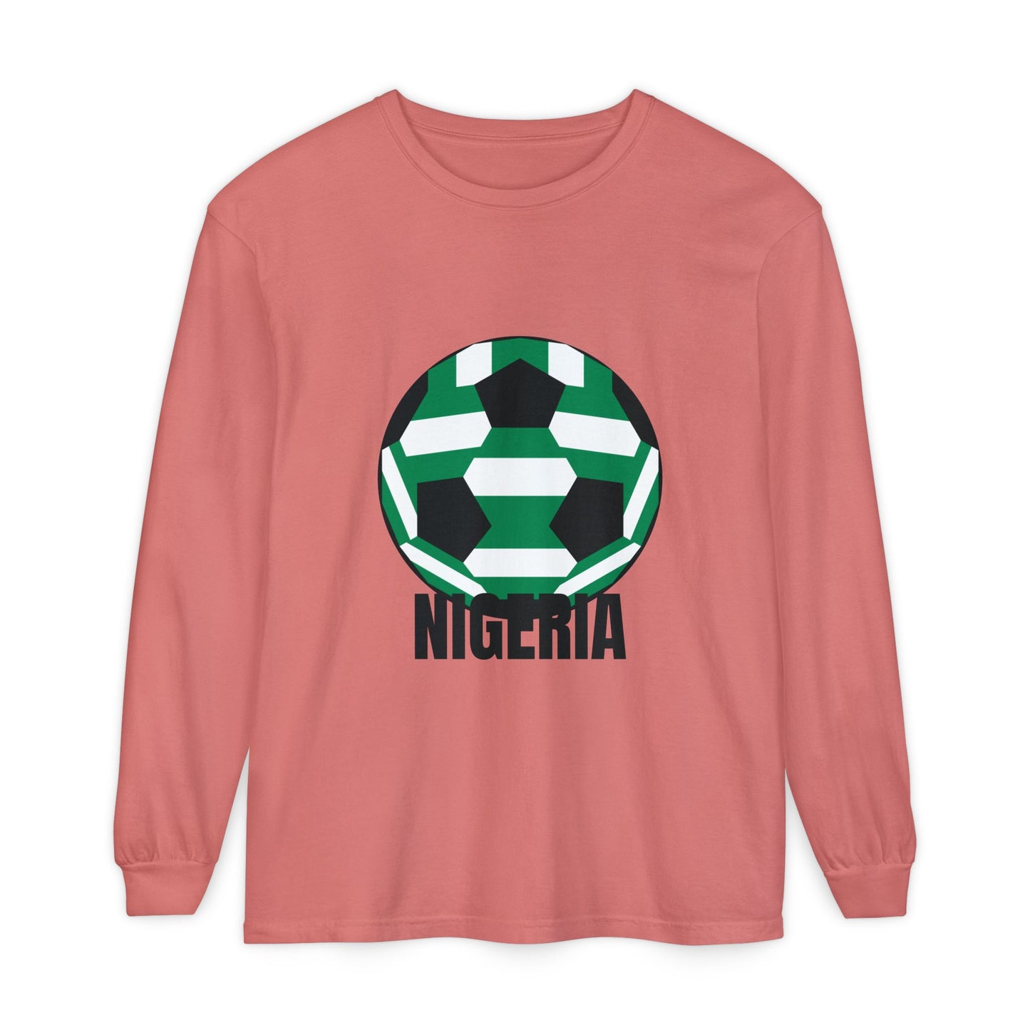 Nigeria Fan Specialty Soccer Ball Design Long Sleeve Shirt