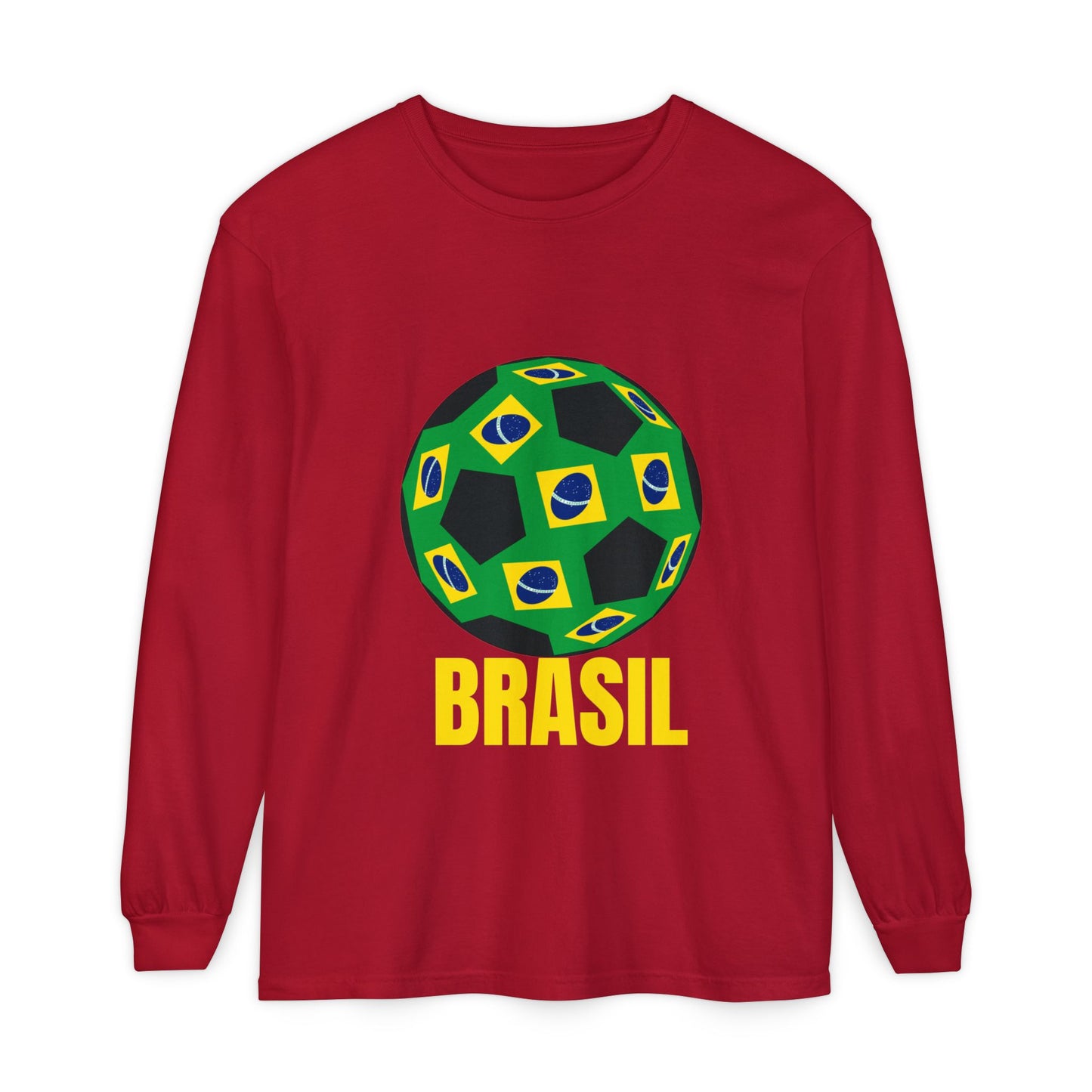 Brasil Fan Specialty Soccer Ball Design Long Sleeve T Shirt
