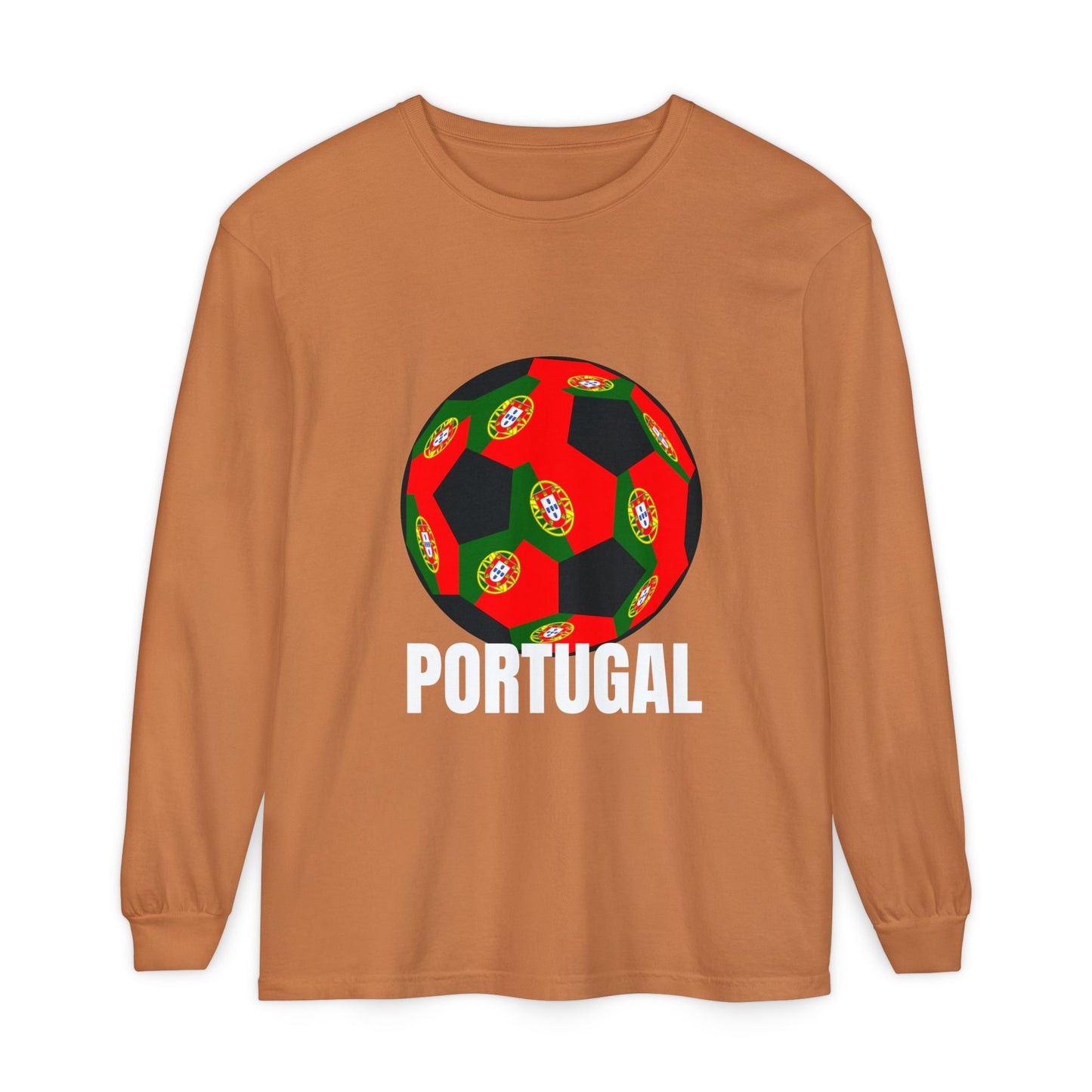 Portugal Fan Specialty Soccer Ball Design Long Sleeve Tee