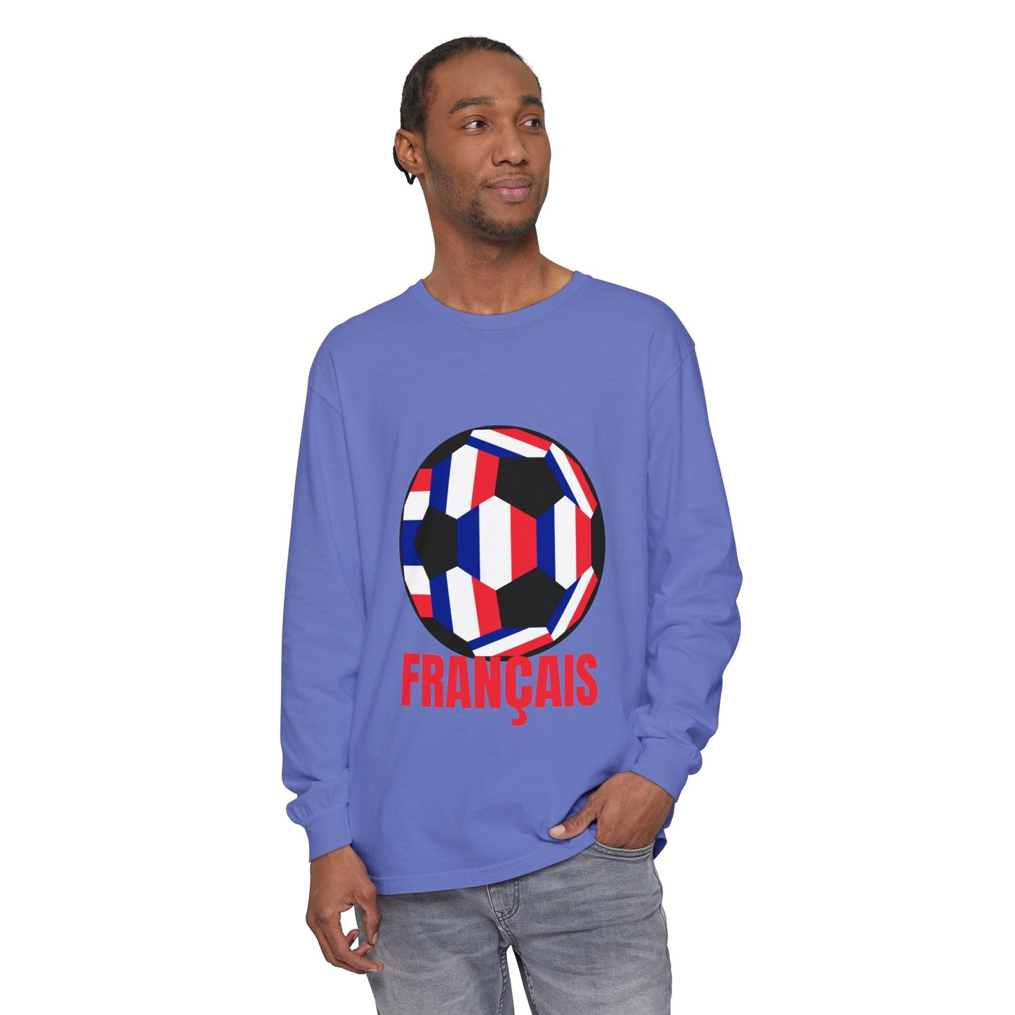 Francais Fan Specialty Soccer Ball Design Long Sleeve Tee