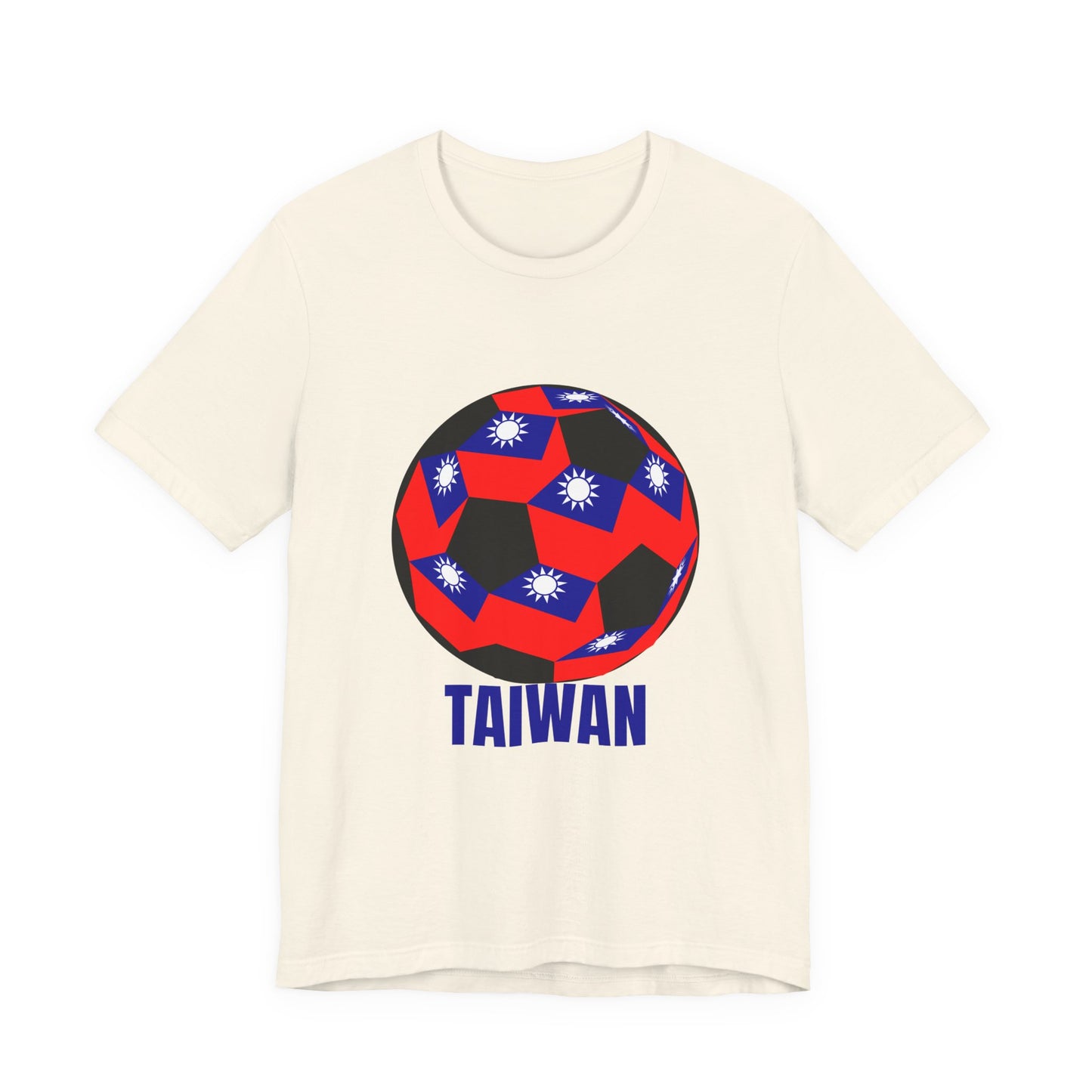 Taiwan Flag Soccer Ball Design T Shirt Blue Text