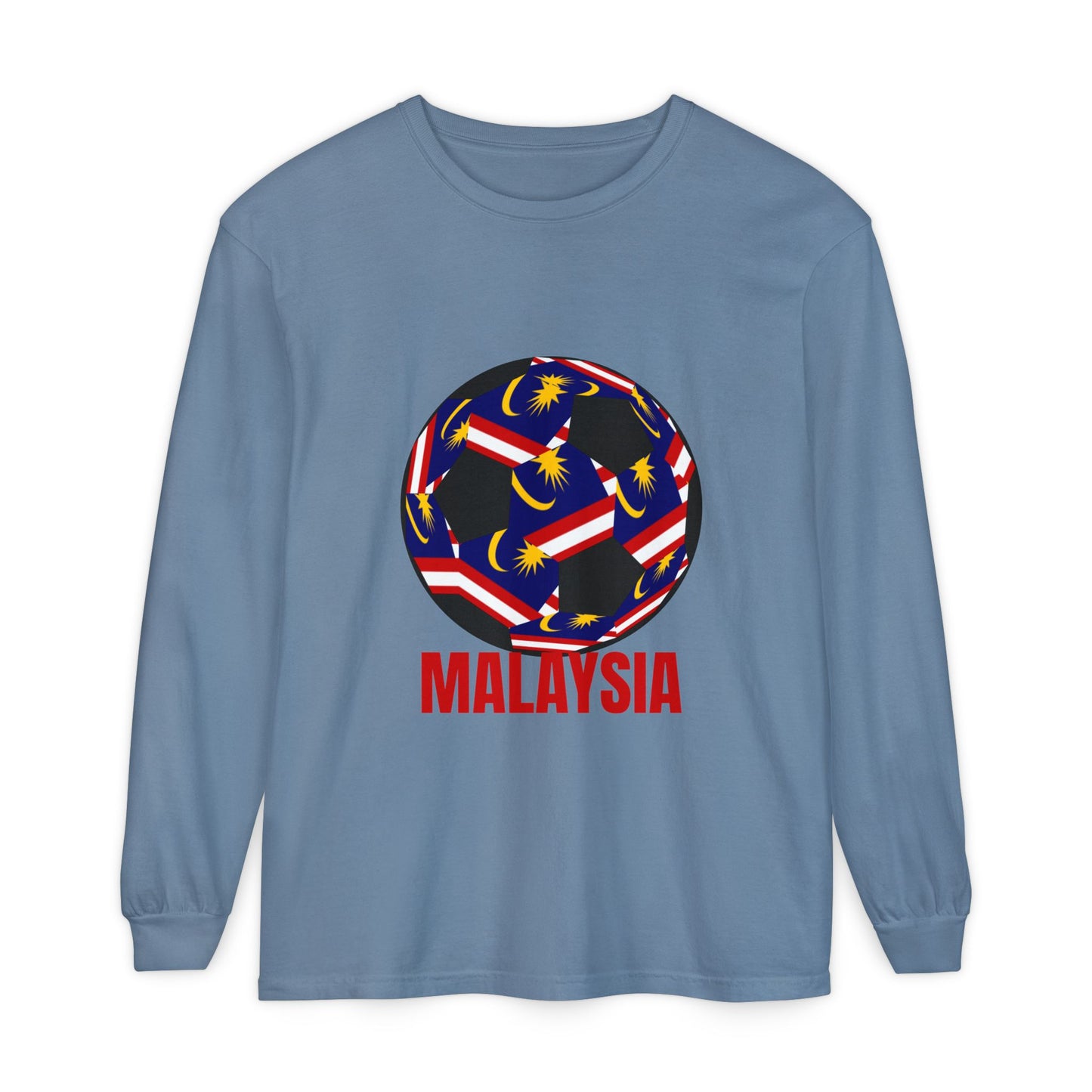 Malaysia Fan Specialty Soccer Ball Design Long Sleeve T-Shirt