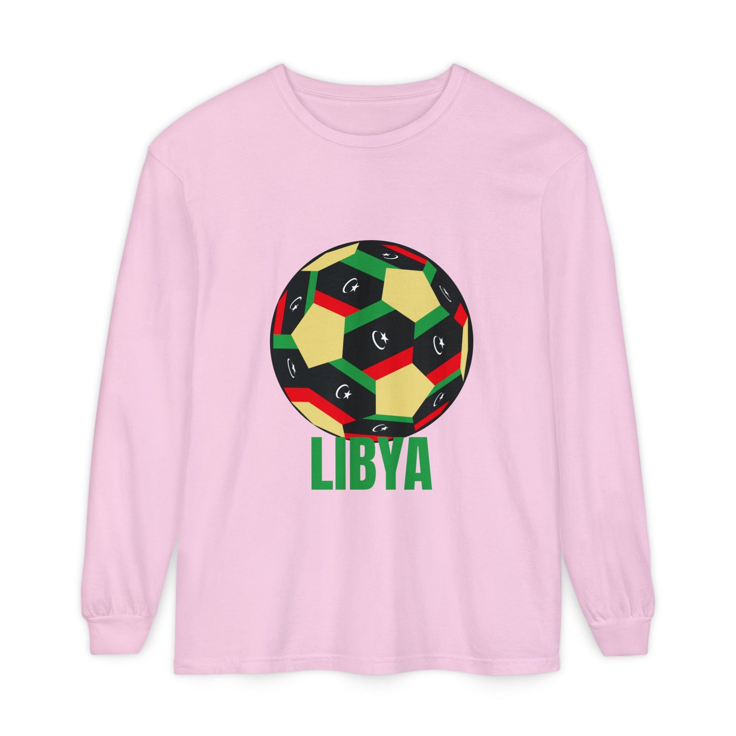 Libya Fan Specialty Soccer Ball Design Long Sleeve Tee
