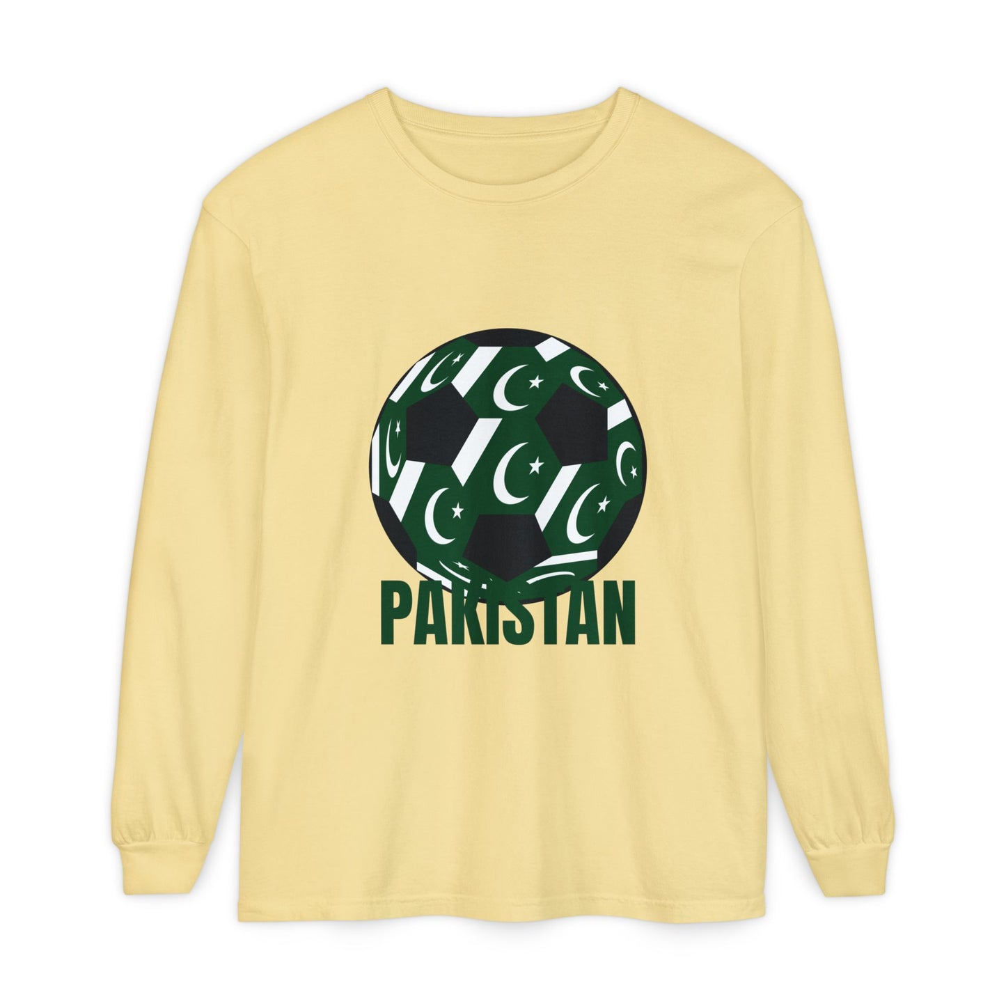 Pakistan Fan Specialty Soccer Ball Design T Shirt  Long Sleeve Tee