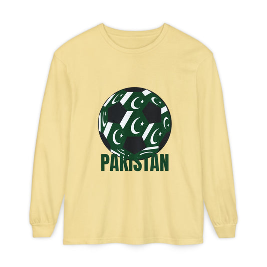 Pakistan Fan Specialty Soccer Ball Design T Shirt  Long Sleeve Tee