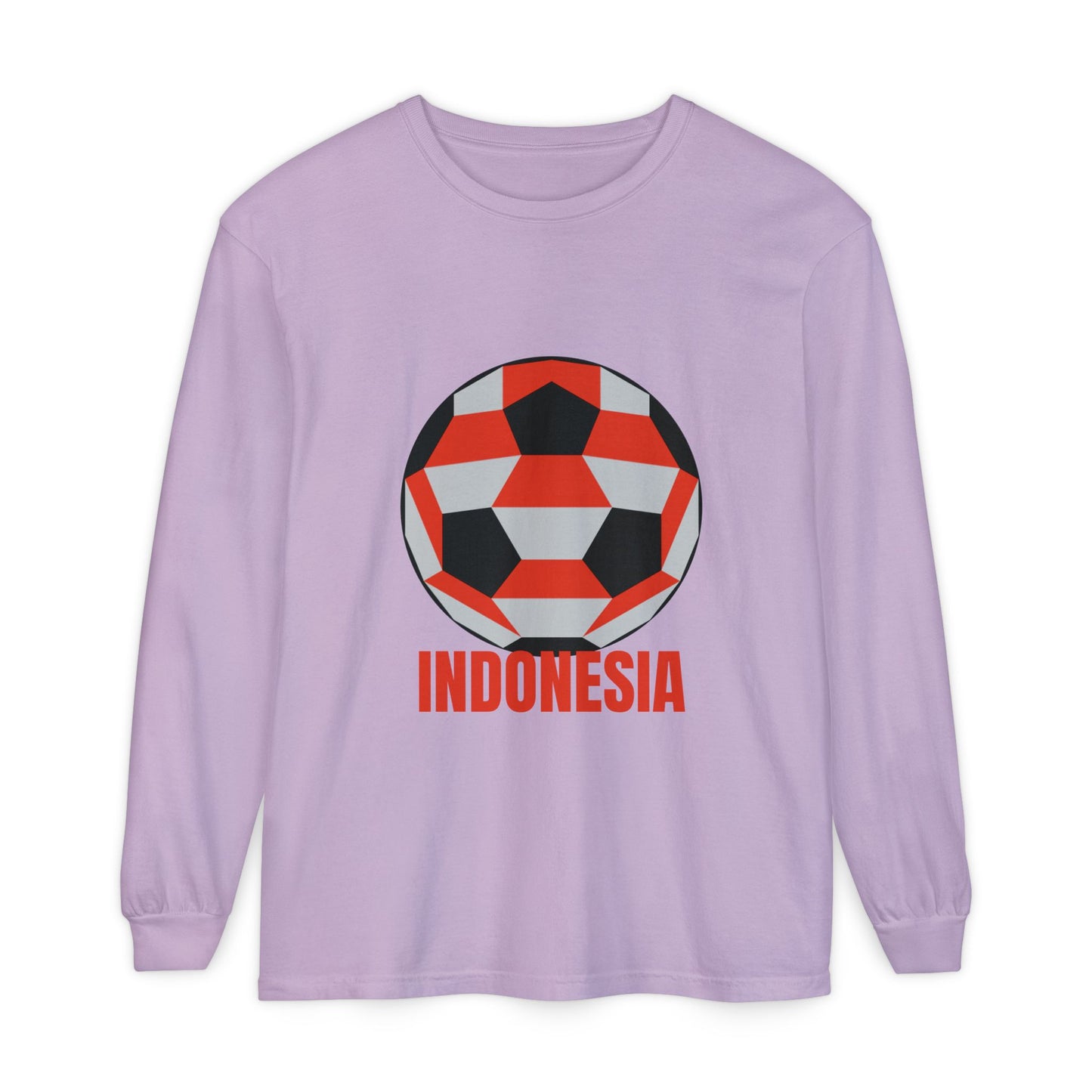 Indonesia Fan Specialty Soccer Ball Design Long Sleeve T-Shirt