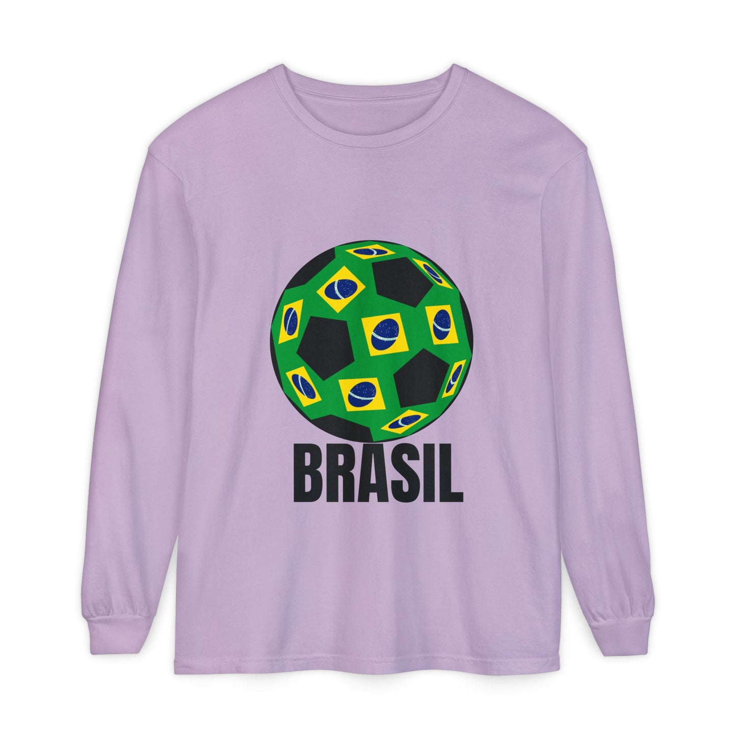 Brasil Fan Specialty Soccer Ball Design Long Sleeve T Shirt