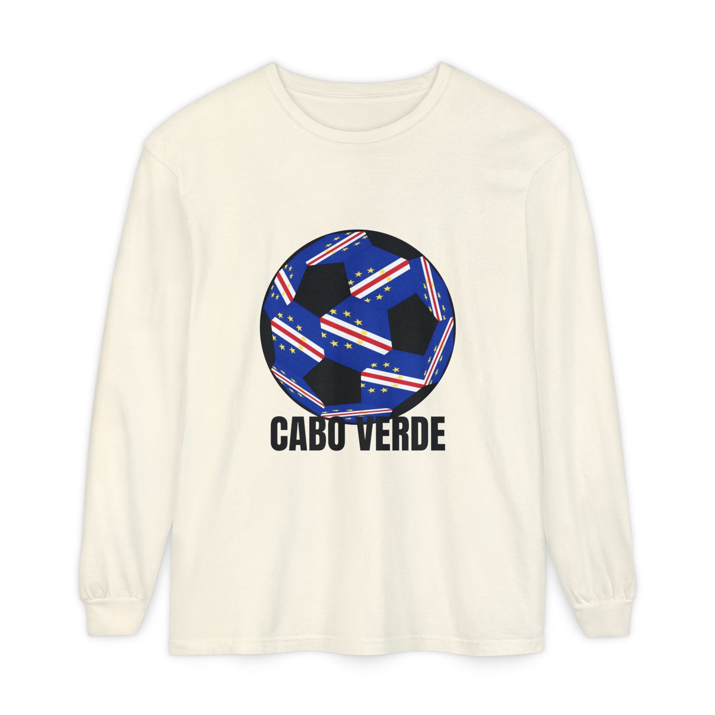 Cabo Verde Fan Specialty Soccer Ball Design Long Sleeve T-Shirt