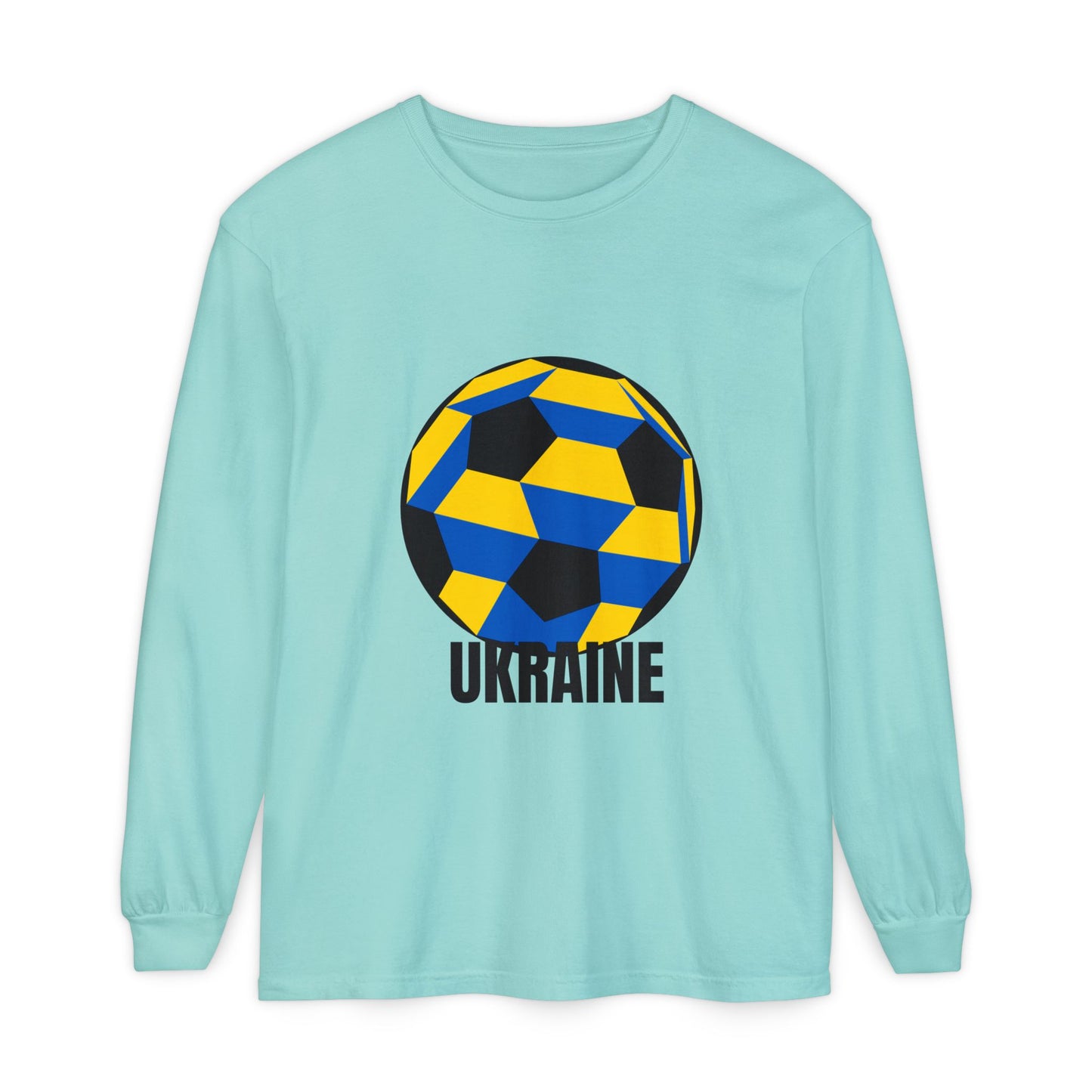 Ukraine Fan Specialty Soccer Ball Design Long Sleeve Shirt