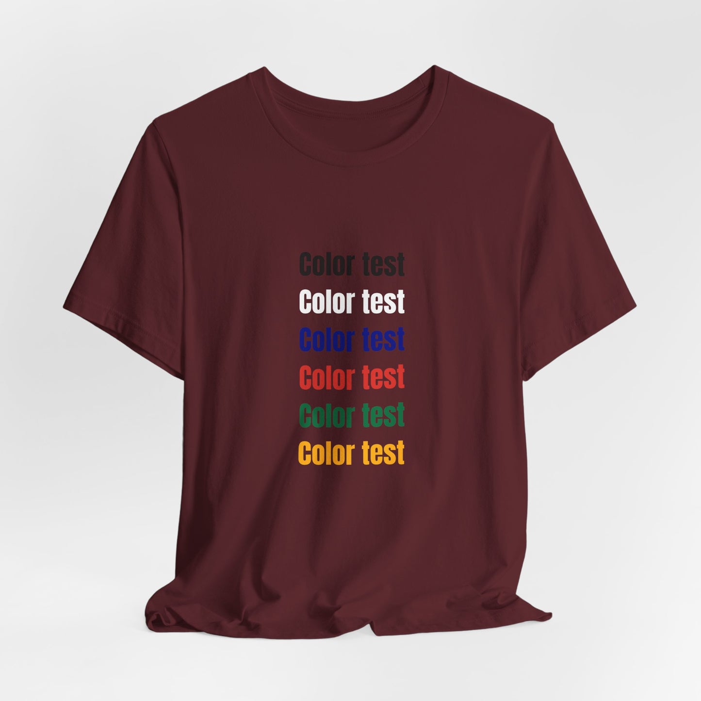 Color Test T-Shirt — Minimal Multicolor Typography Tee