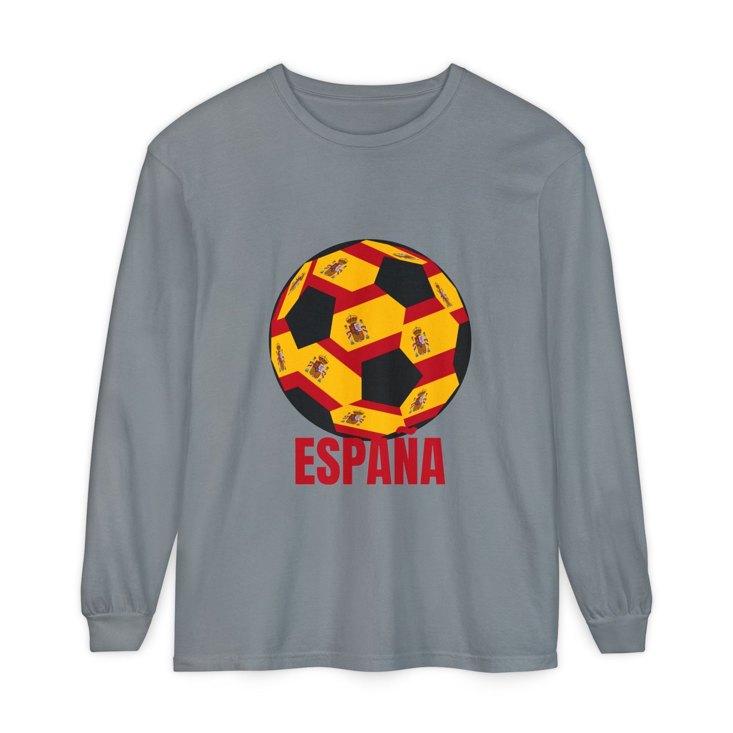 España Soccer Ball Design Long Sleeve Shirt Red Text