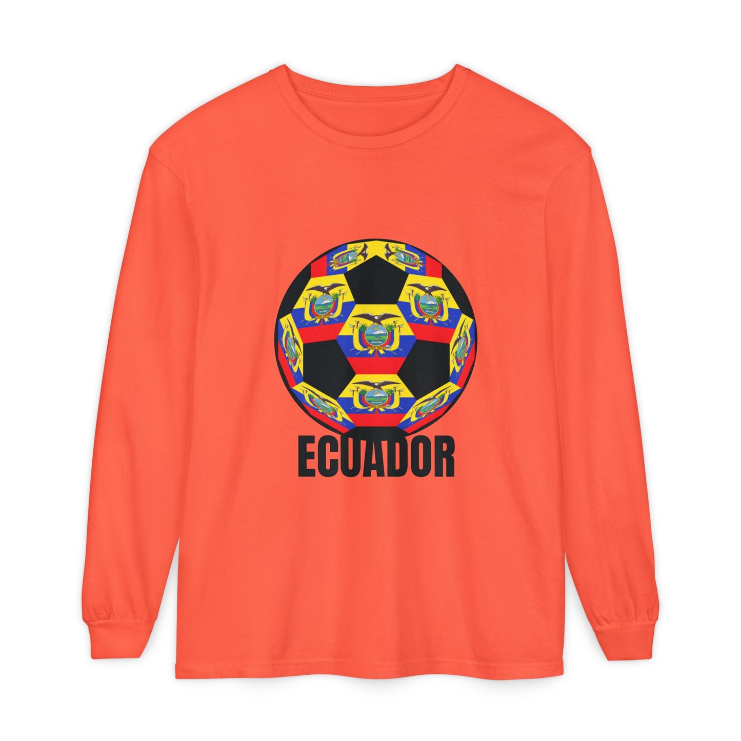 Ecuador Fan Specialty Soccer Ball Design Ball Long Sleeve Tee