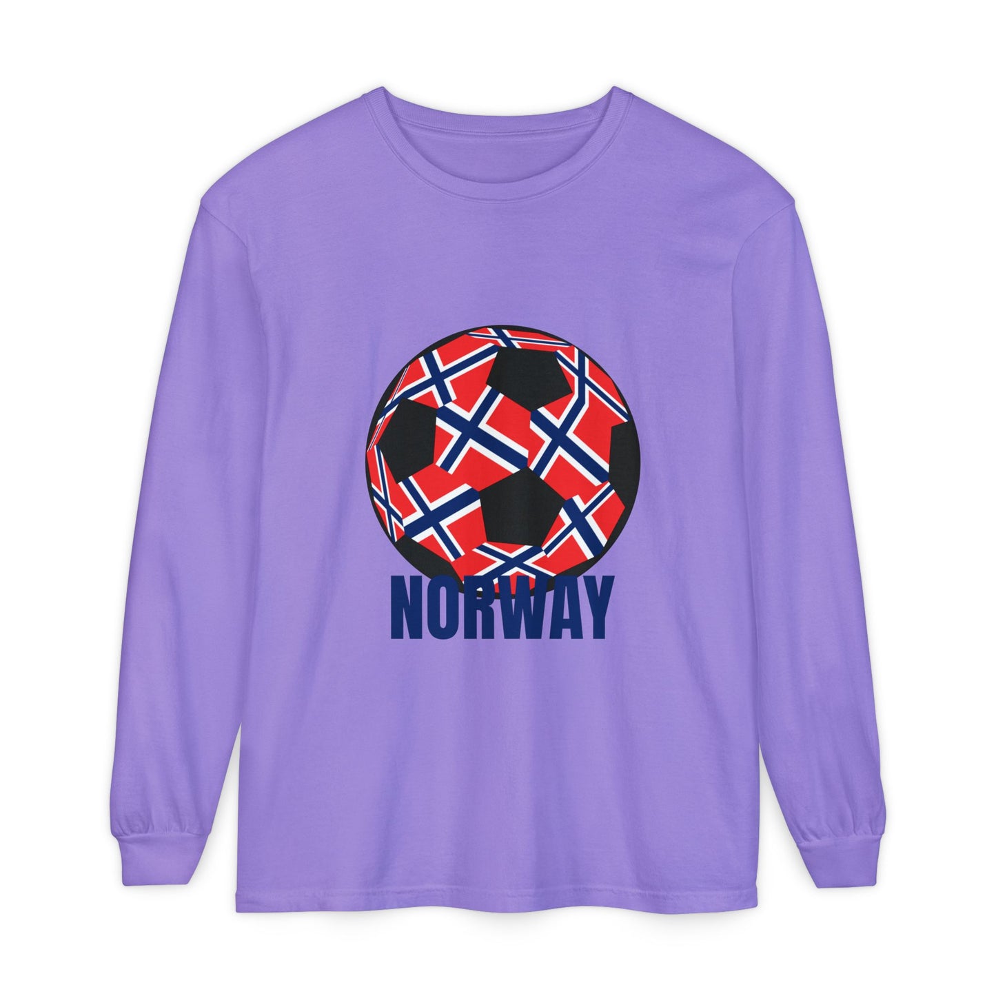 Norway Fan Specialty Soccer Ball Design T ShirtLong Sleeve Tee Blue Print