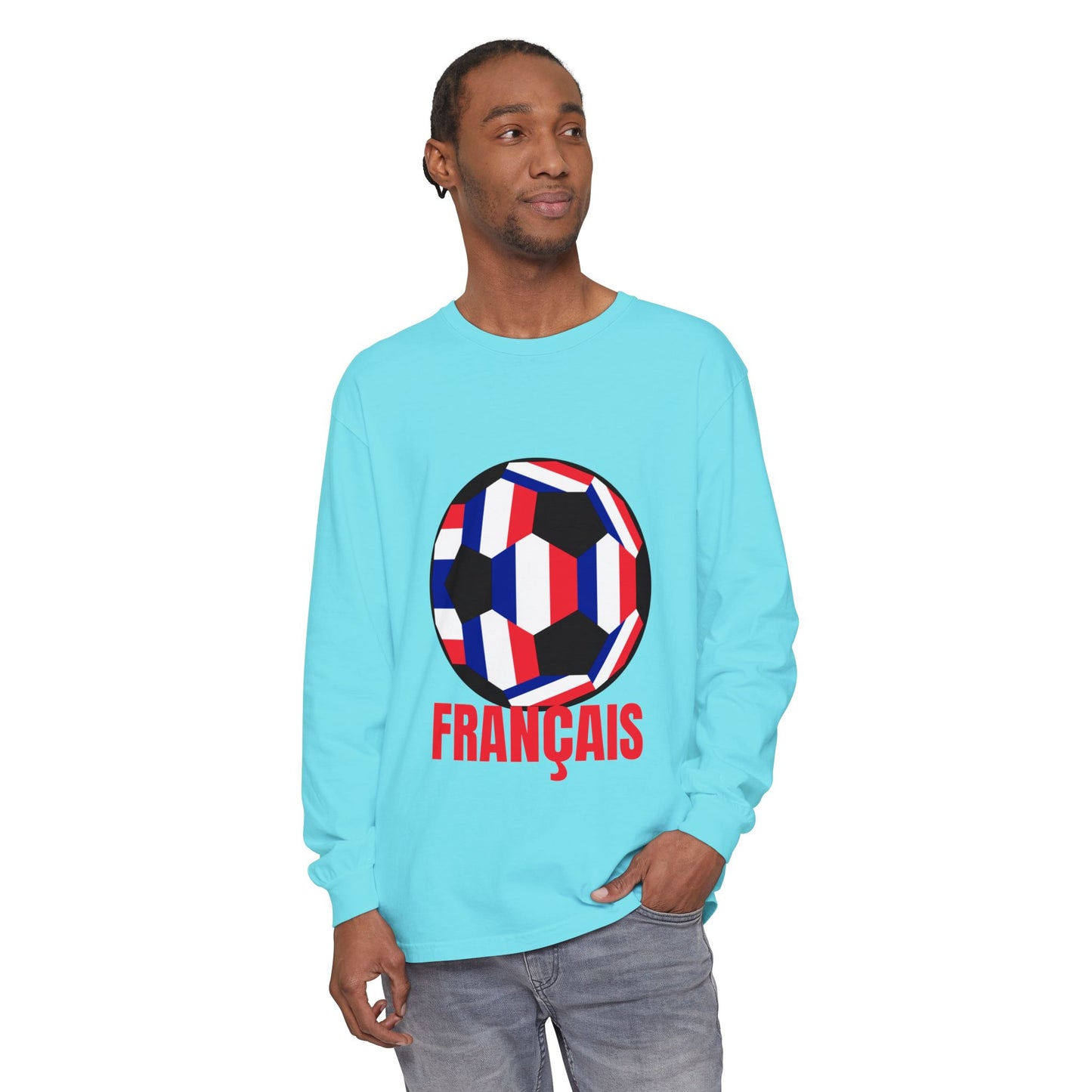 Francais Fan Specialty Soccer Ball Design Long Sleeve Tee