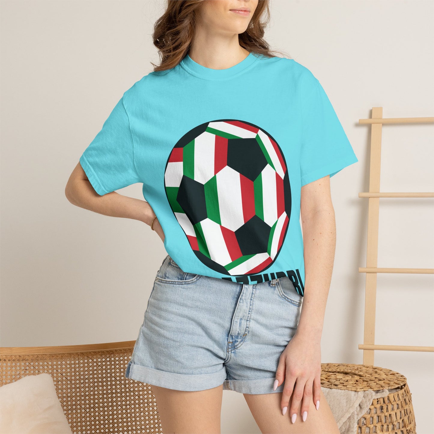 Gli Azzurri Fan Specialty Soccer Ball Design T Shirt