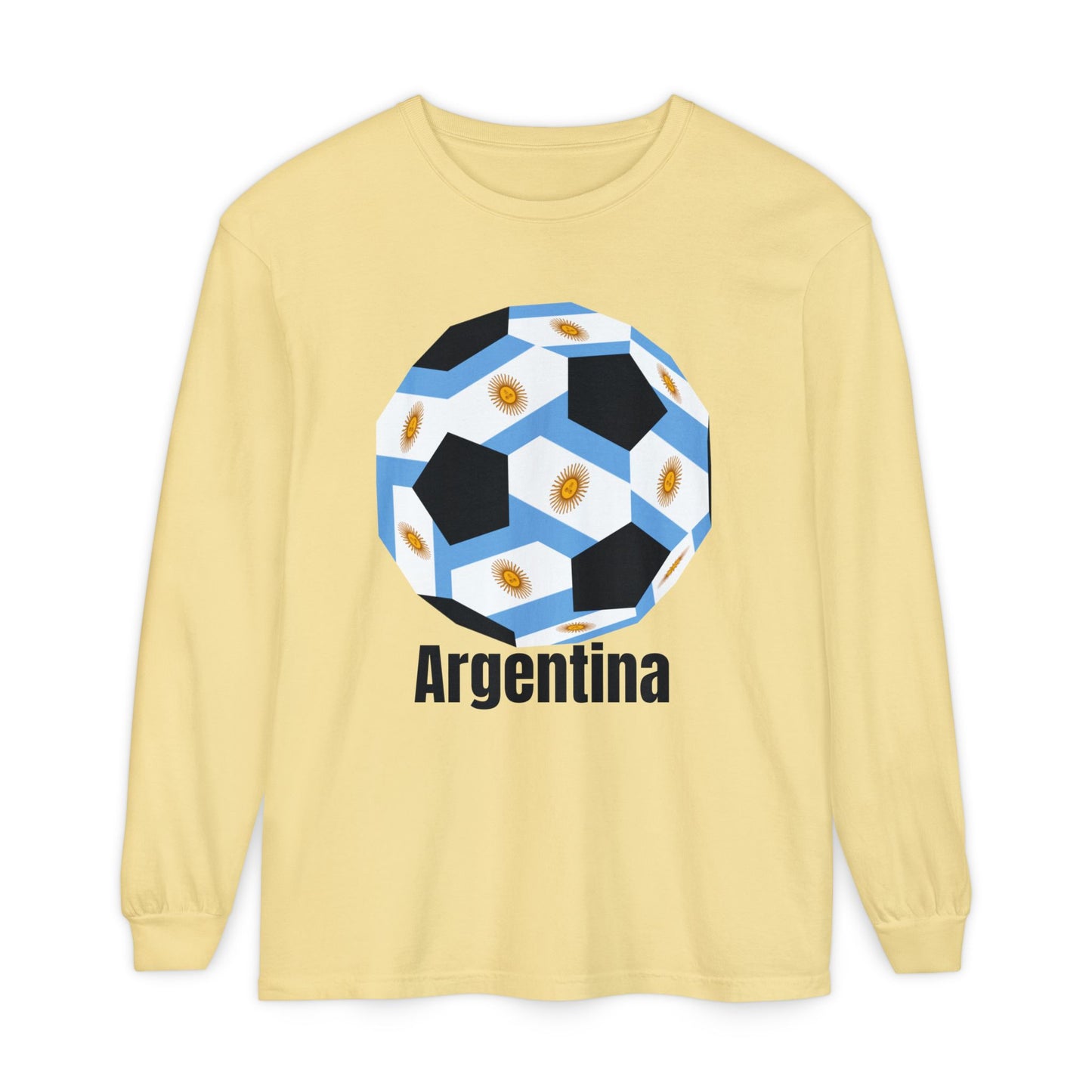 Argentina Fan Specialty Soccer Ball Design Long Sleeve Tee