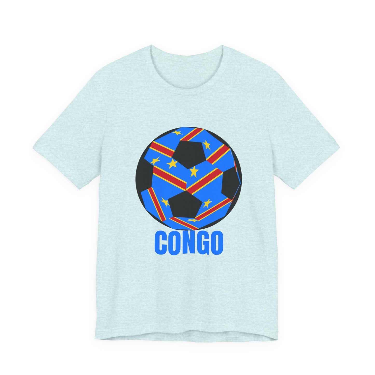 Congo Fan Specialty Soccer Ball Design T Shirt Blue Text