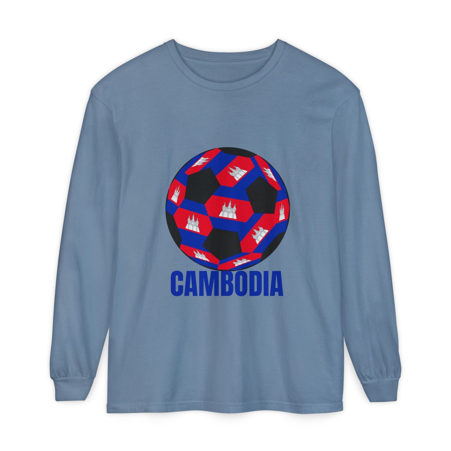 Cambodia Fan Specialty Soccer Ball Design Long Sleeve Tee