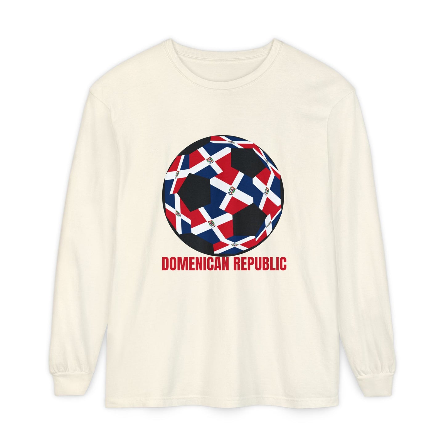 Domenican Republic Fan Specialty Soccer Ball Design Long Sleeve Tee