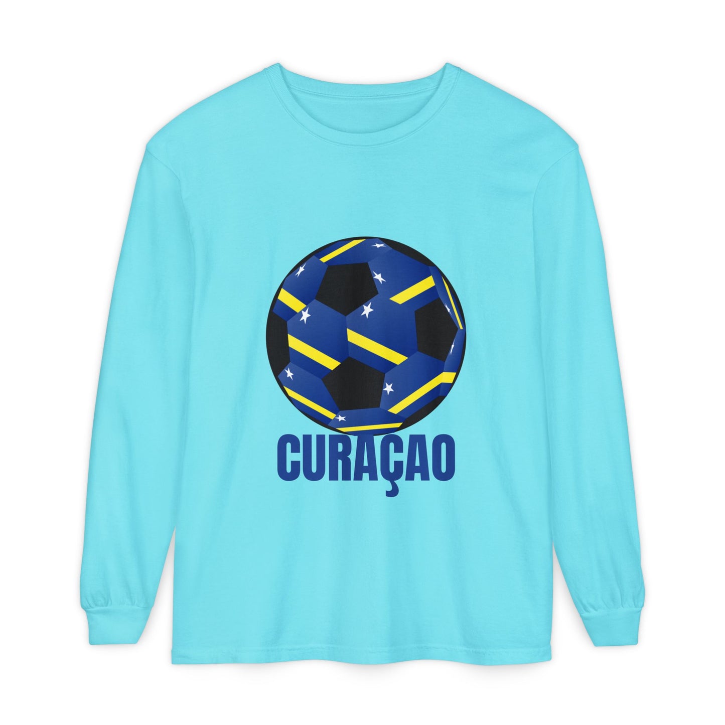Curacao Fan Specialty Soccer Ball Design Long Sleeve Shirt