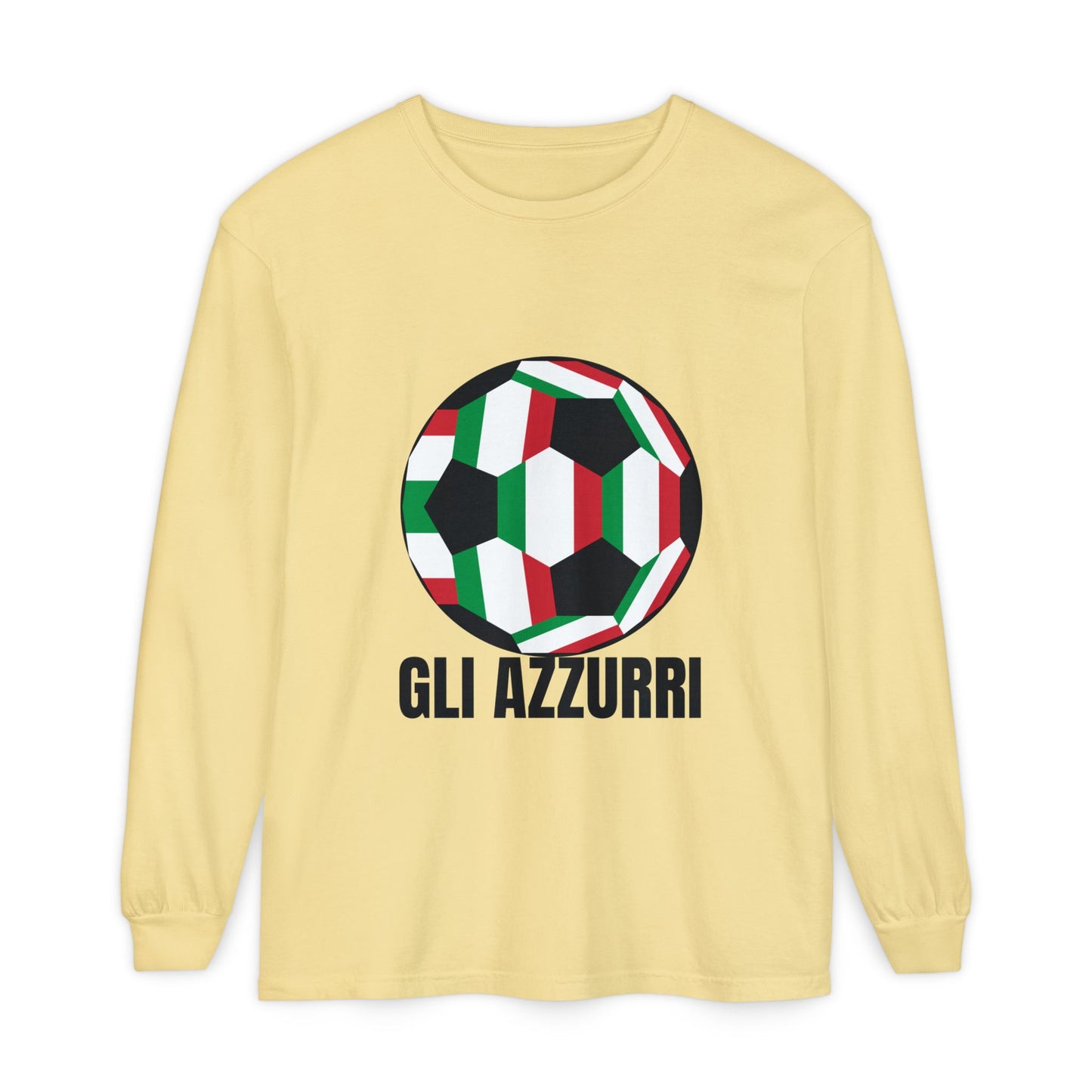 Gli Azzurri Fan Specialty Soccer Ball Design Long Sleeve Tee