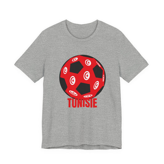 Tunisie Fan Specialty Soccer Ball Design T Shirt Tee Red Text