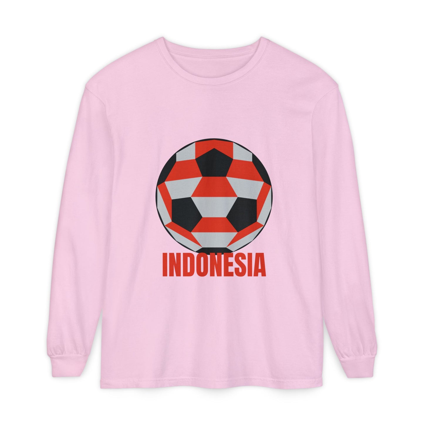Indonesia Fan Specialty Soccer Ball Design Long Sleeve T-Shirt