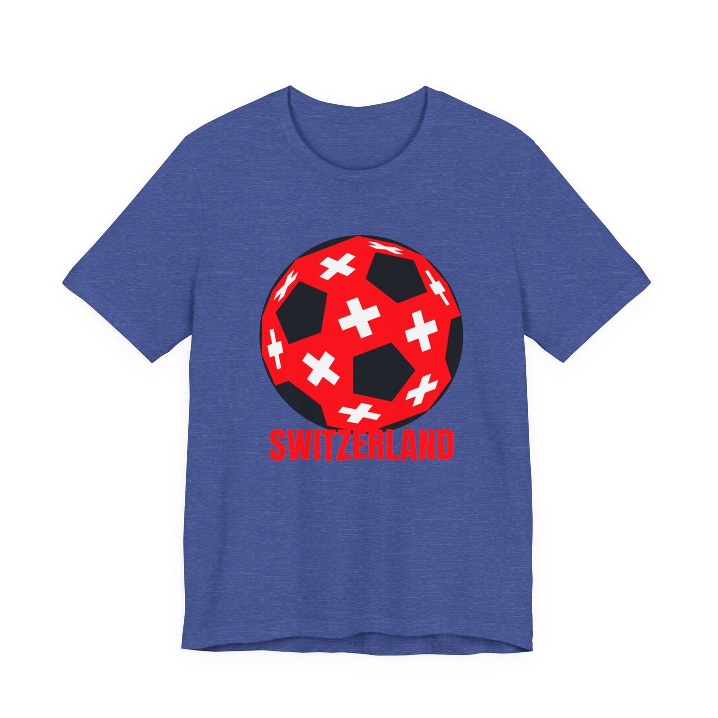 Switzerland Fan Specialty Soccer Ball Design T Shirt Red Text