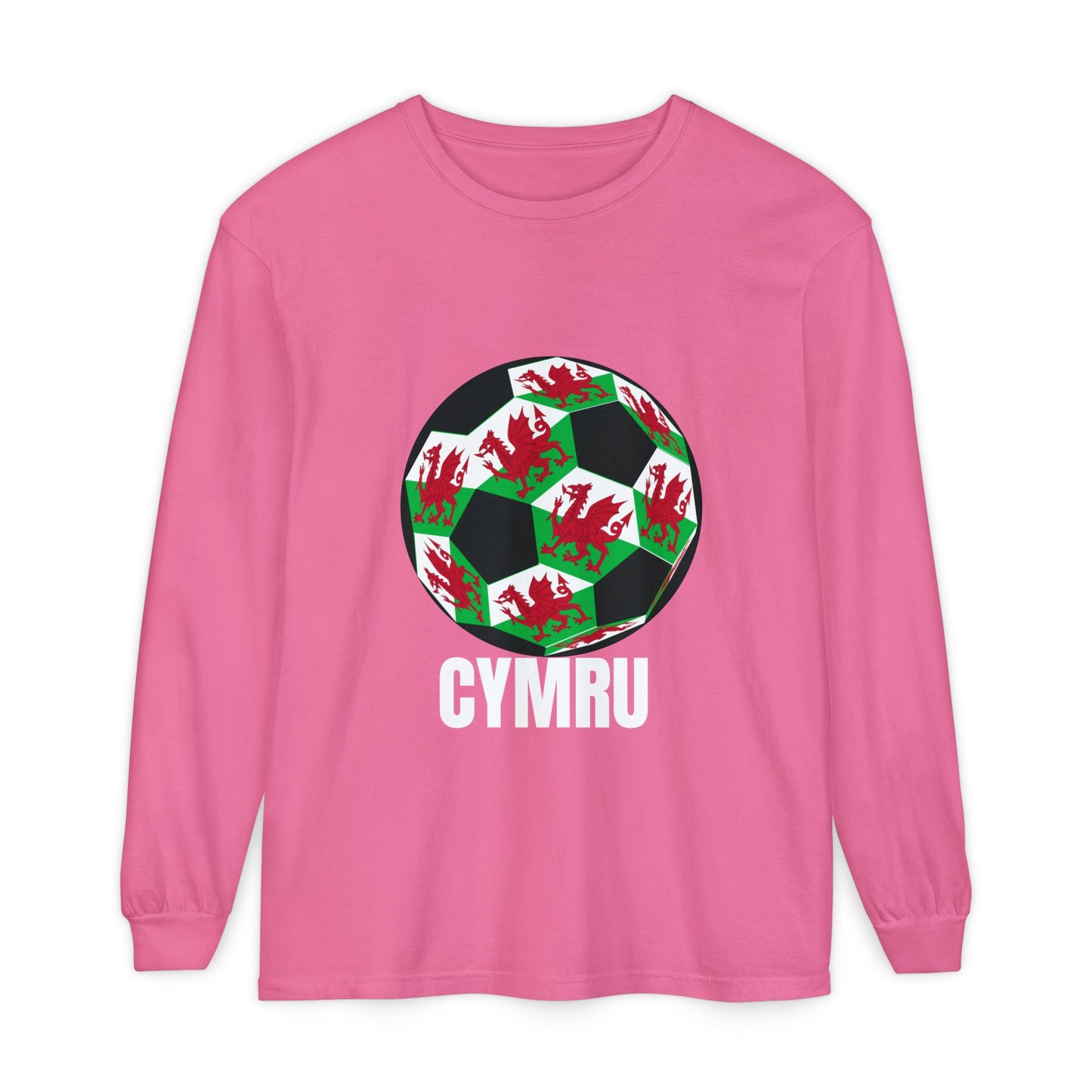 Cymru Fan Specialty Soccer Ball Design Long Sleeve T-Shirt