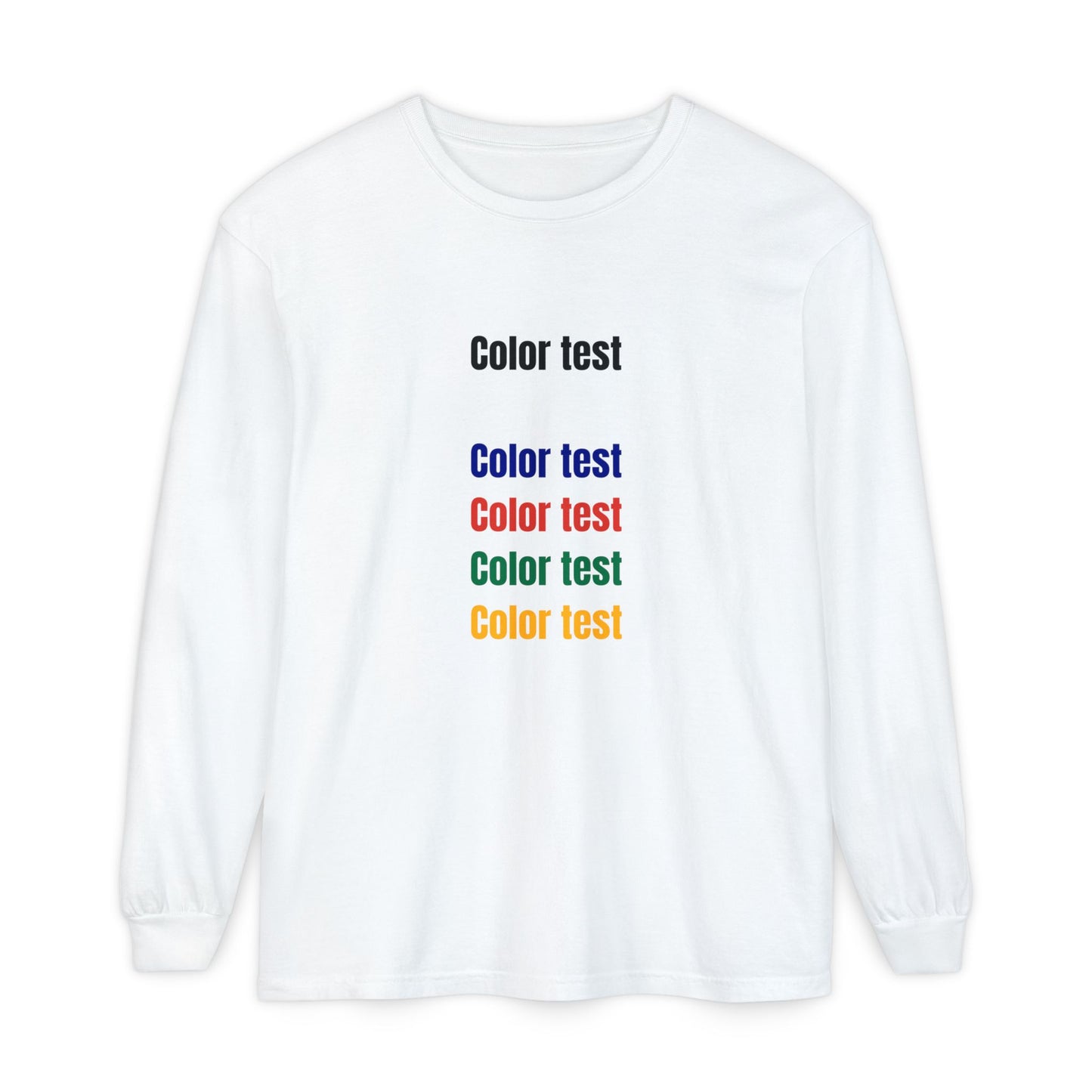 Long Sleeve T‑Shirt — Color testText Graphic