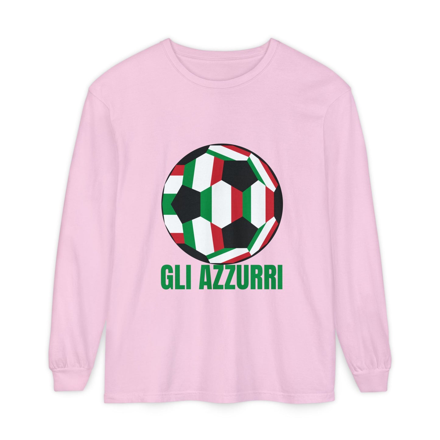 Gli Azzurri Fan Specialty Soccer Ball Design Long Sleeve Tee