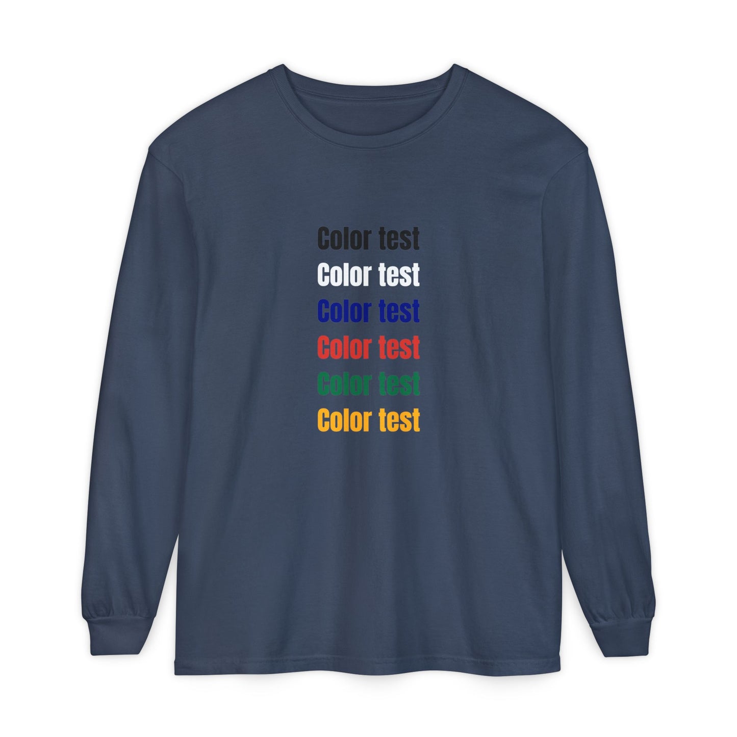 Long Sleeve T‑Shirt — Color testText Graphic