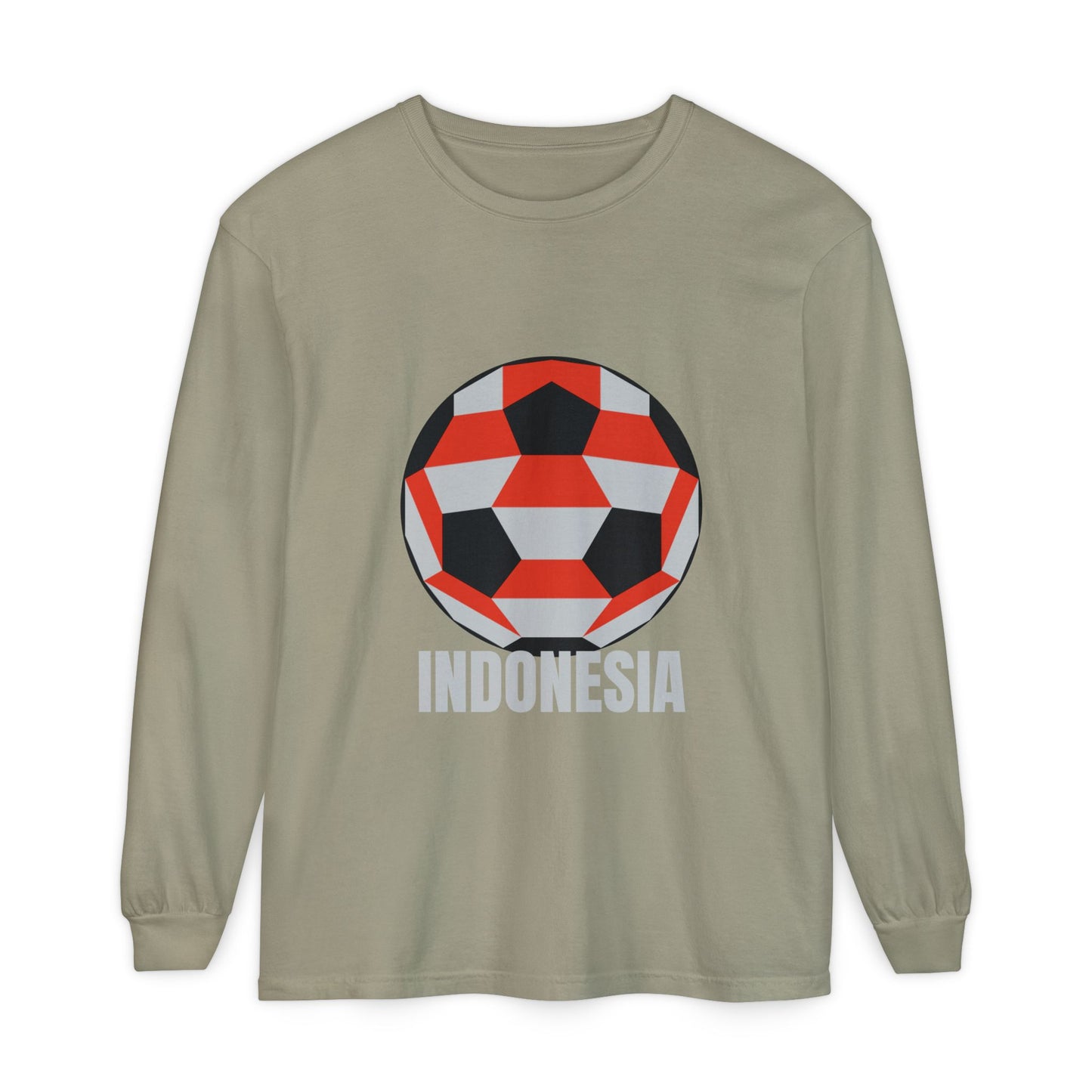 Indonesia Fan Specialty Soccer Ball Design Long Sleeve Tee