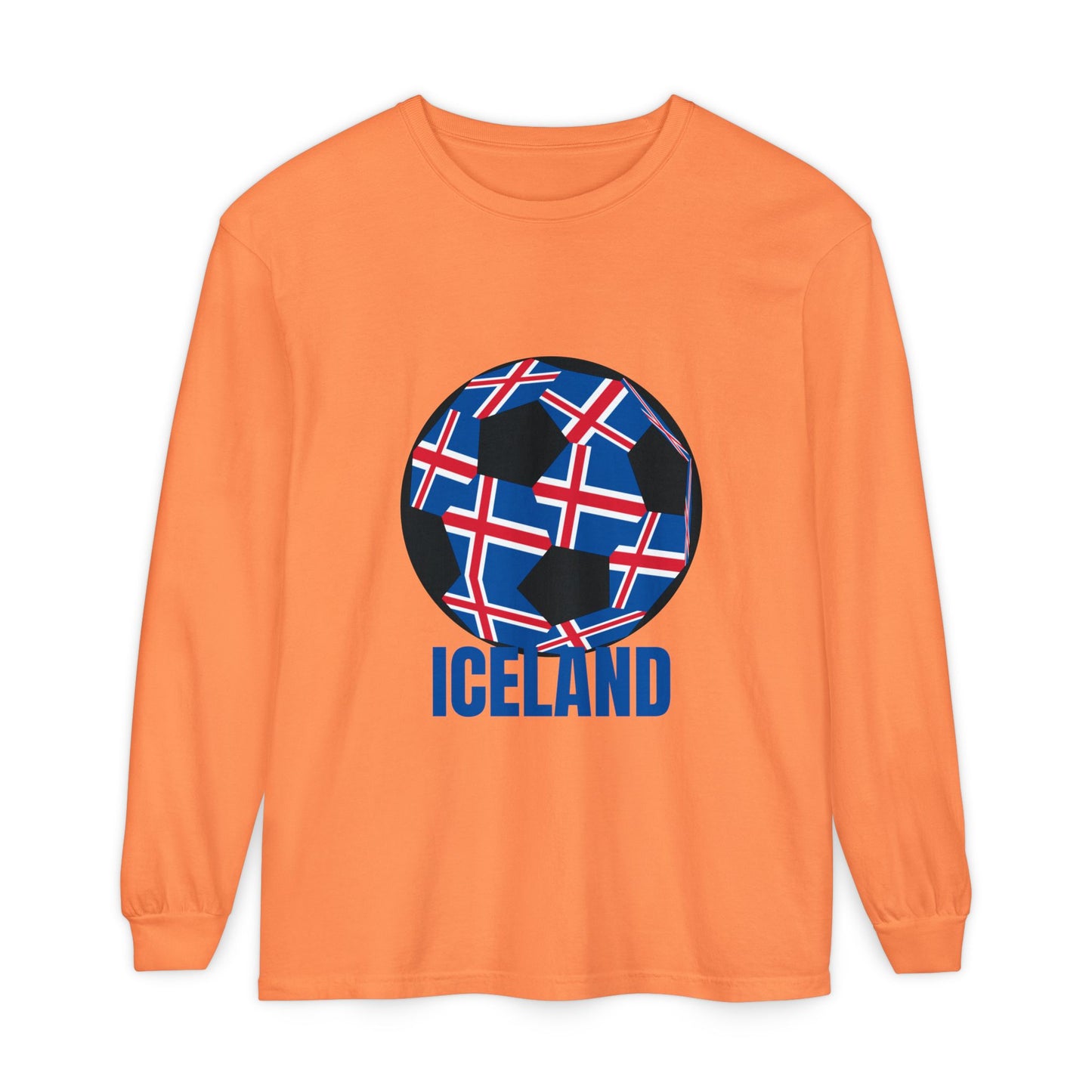 Iceland Fan Specialty Soccer Ball Design Long Sleeve Tee